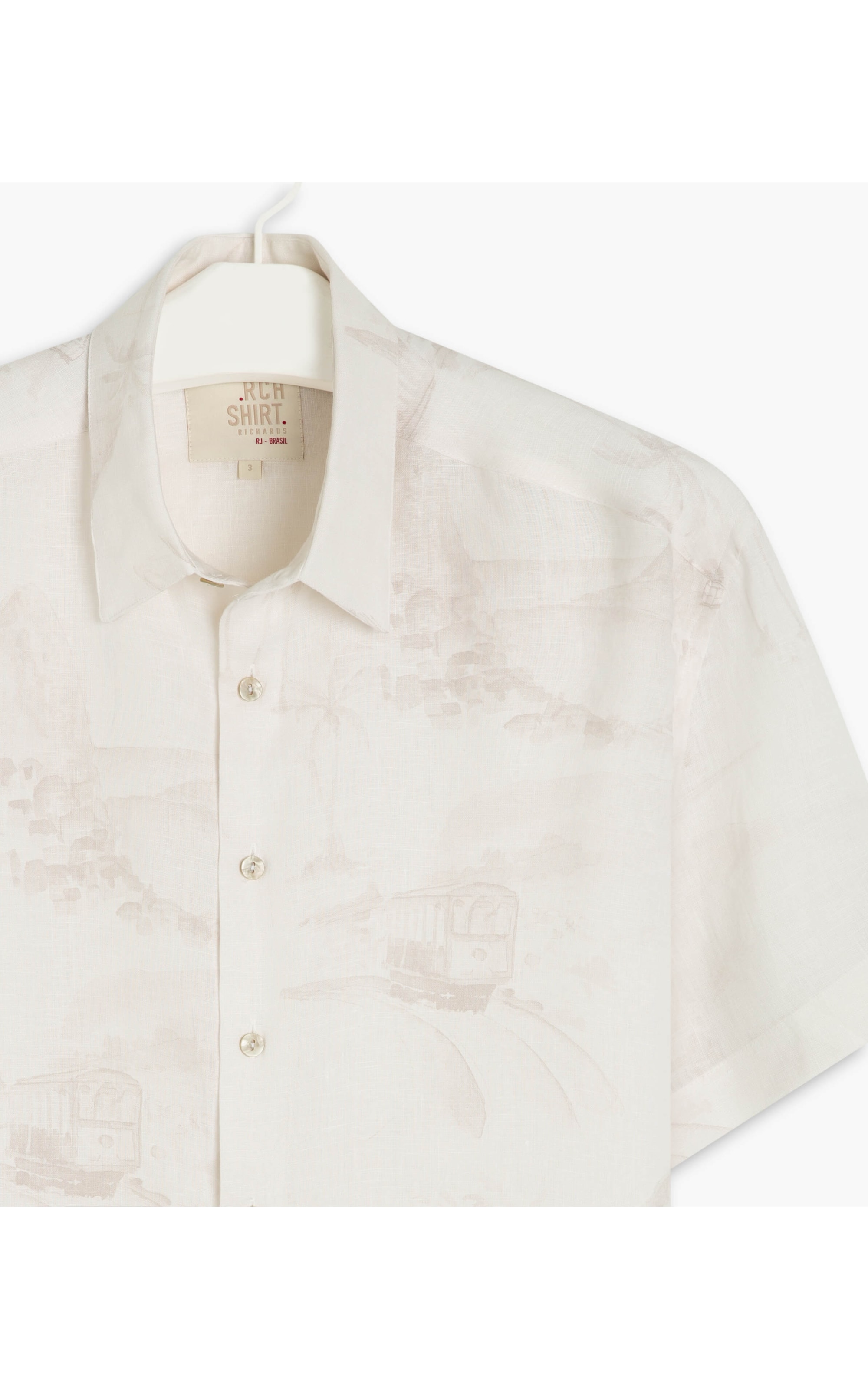 Camisa Linho  Estampado Carnival Mc Cinza Claro