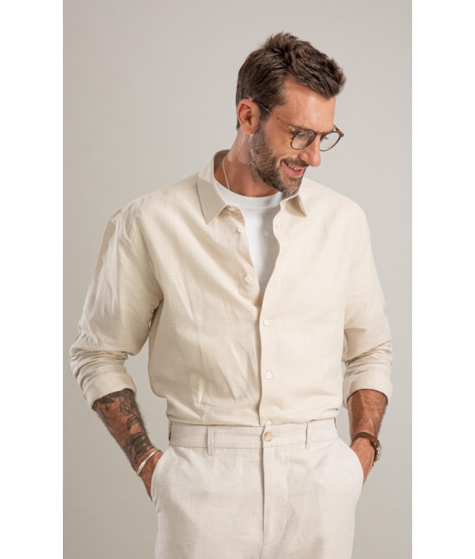 Camisa Linho  Fabio Ml Caqui