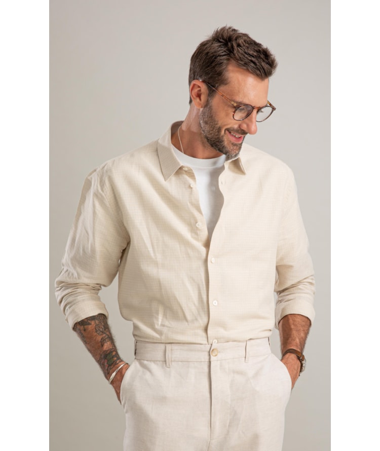 Camisa Linho  Fabio Ml Caqui