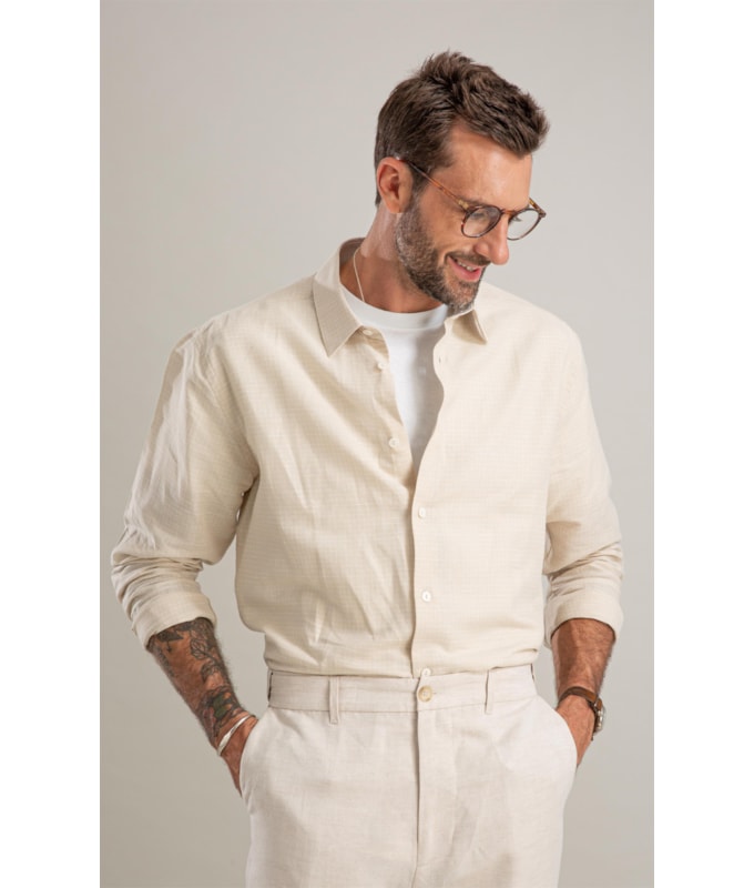 Camisa Linho  Fabio Ml Caqui