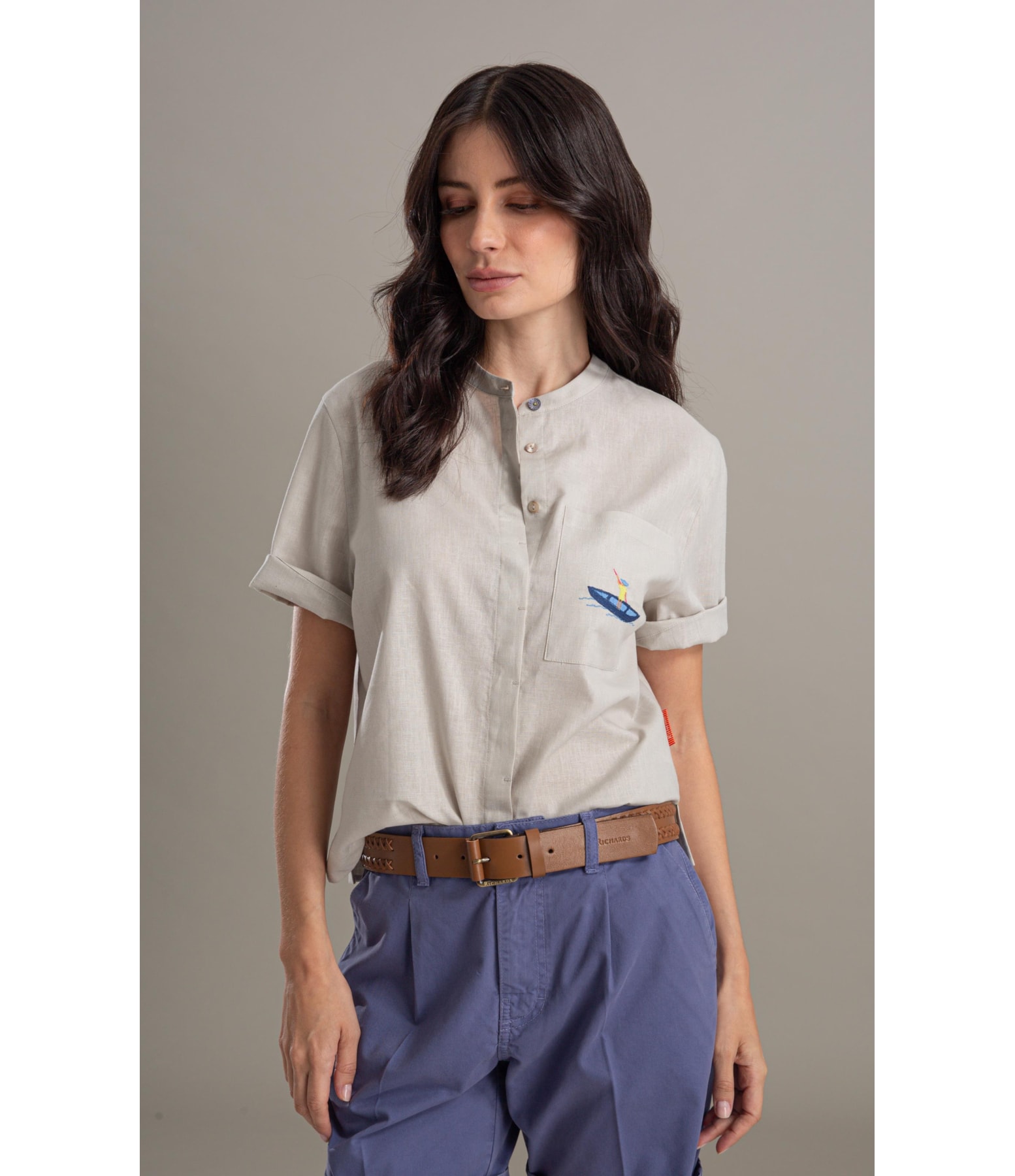 Camisa Linho  Fadel Cinza Claro