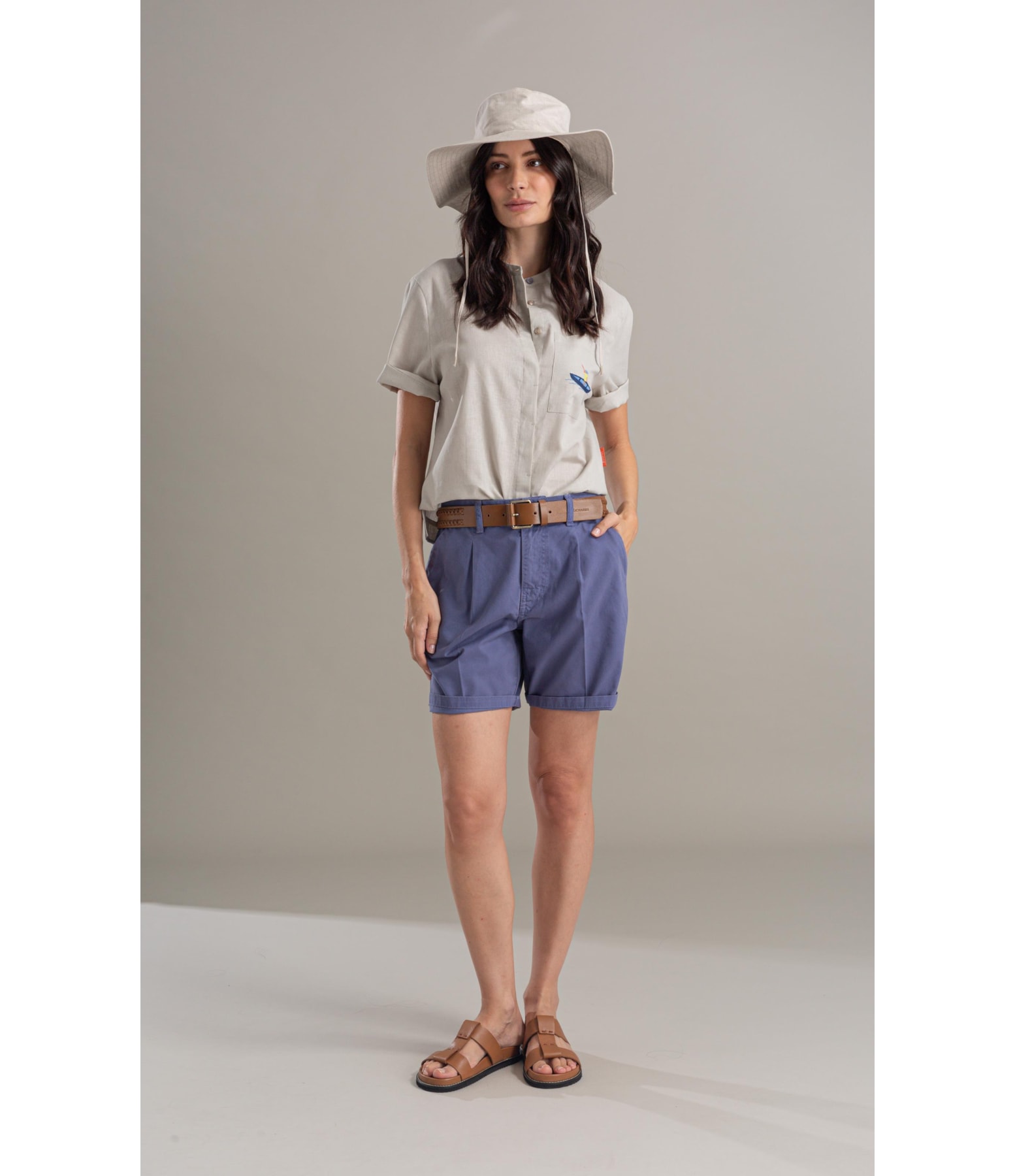 Camisa Linho  Fadel Cinza Claro