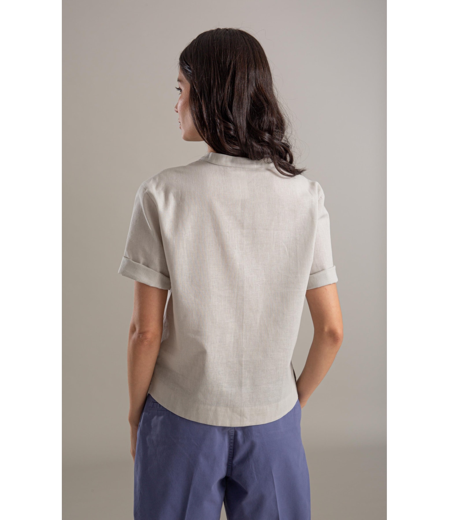 Camisa Linho  Fadel Cinza Claro