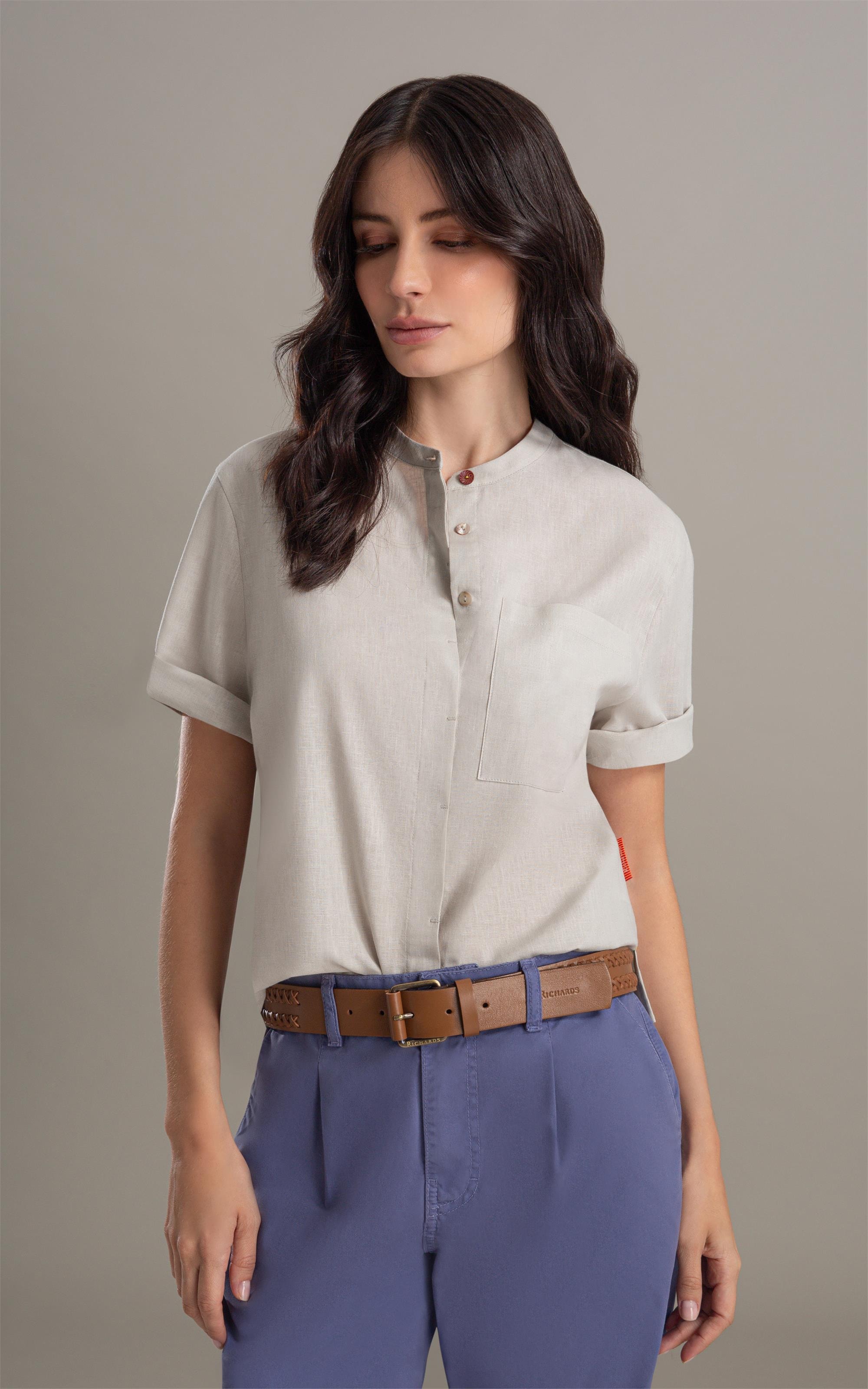 Camisa Linho  Fadel Cinza Claro