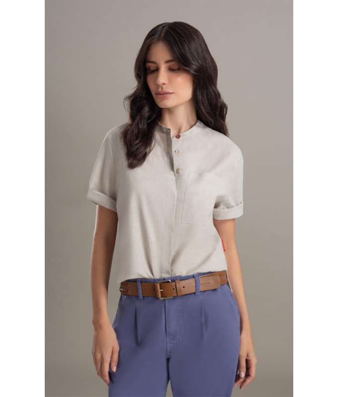 Camisa Linho  Fadel Cinza Claro