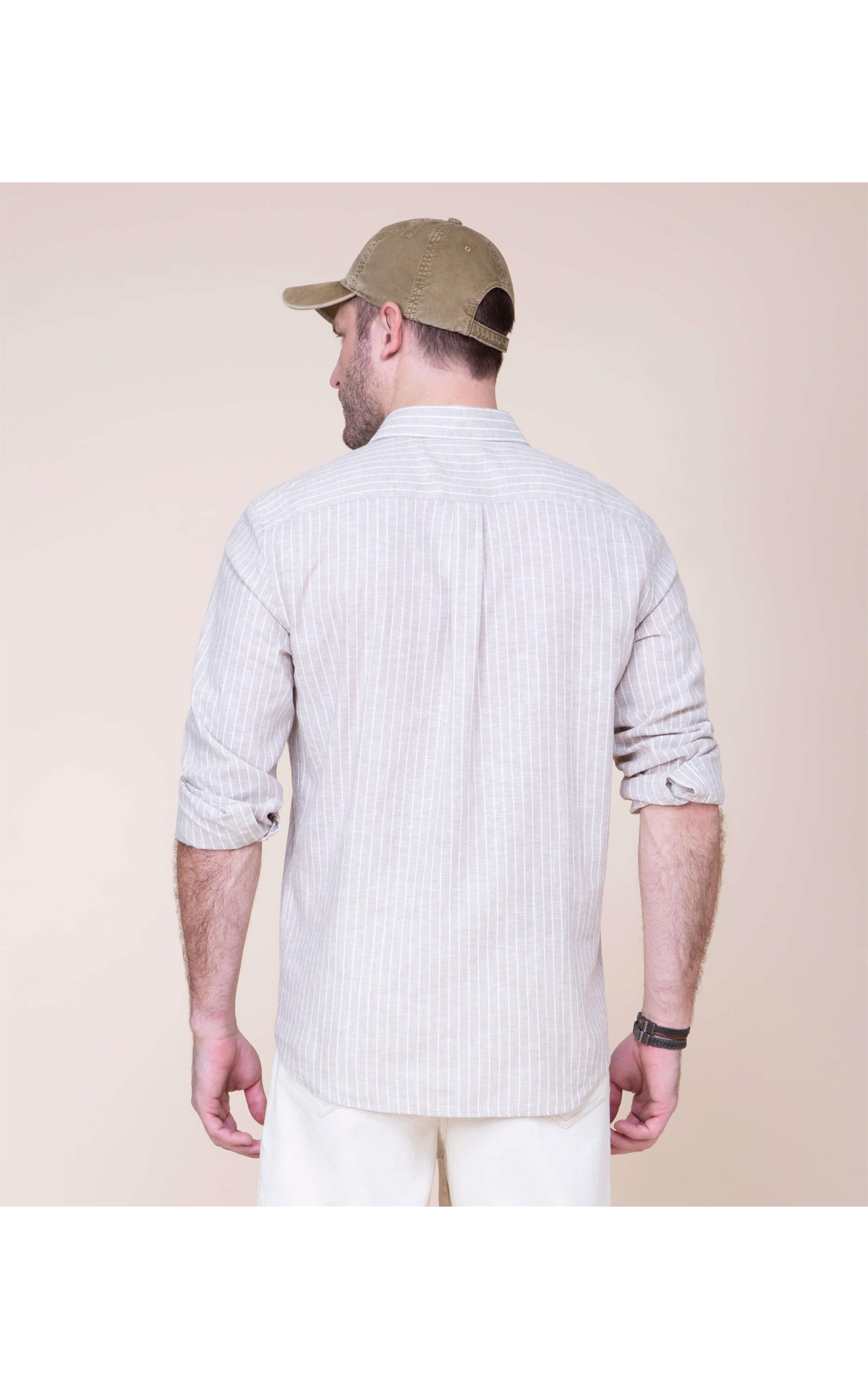 Camisa Linho  Felipe Listrada Ml Caqui