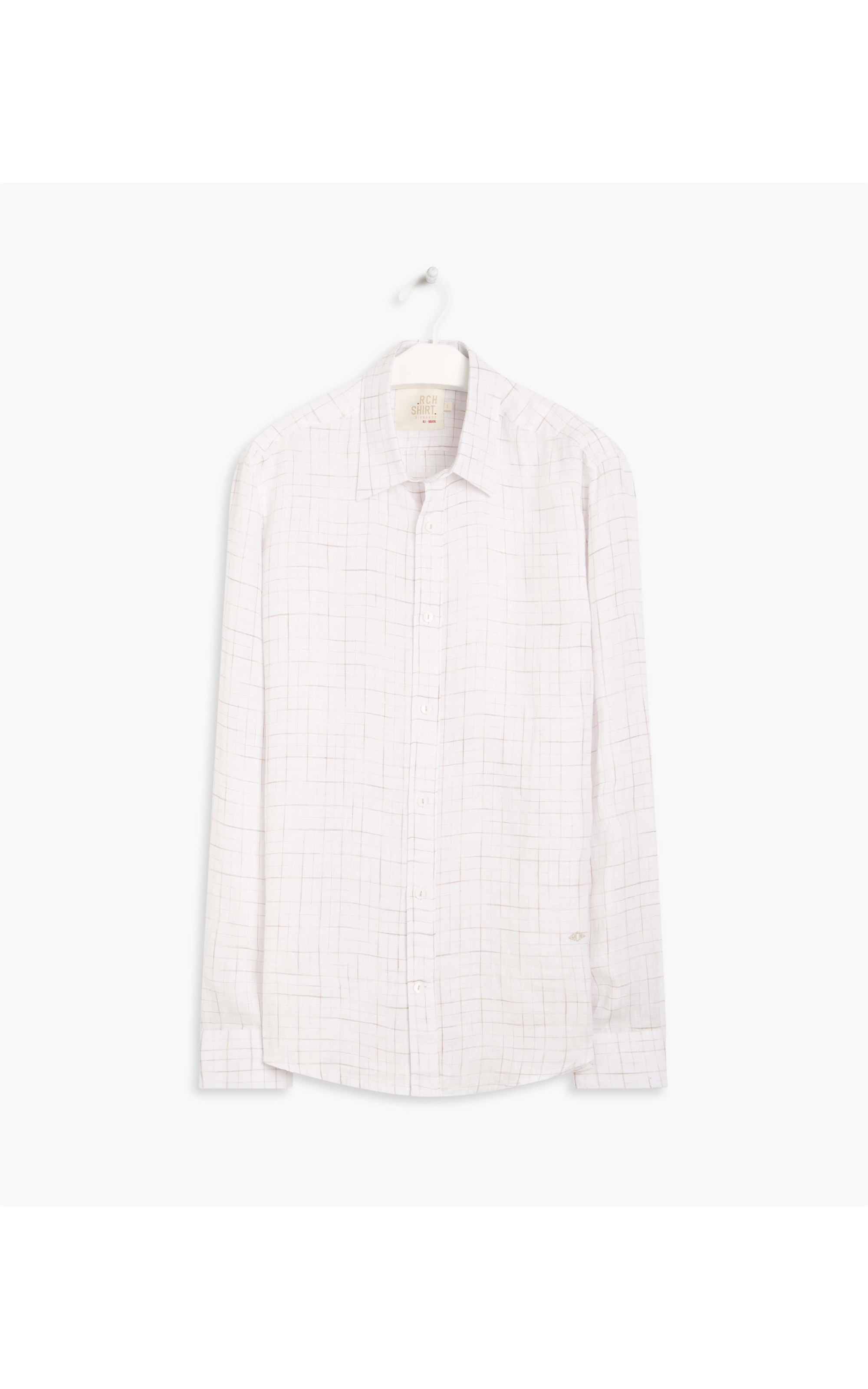 Camisa Linho  Felipe Xadrez Ml Off White