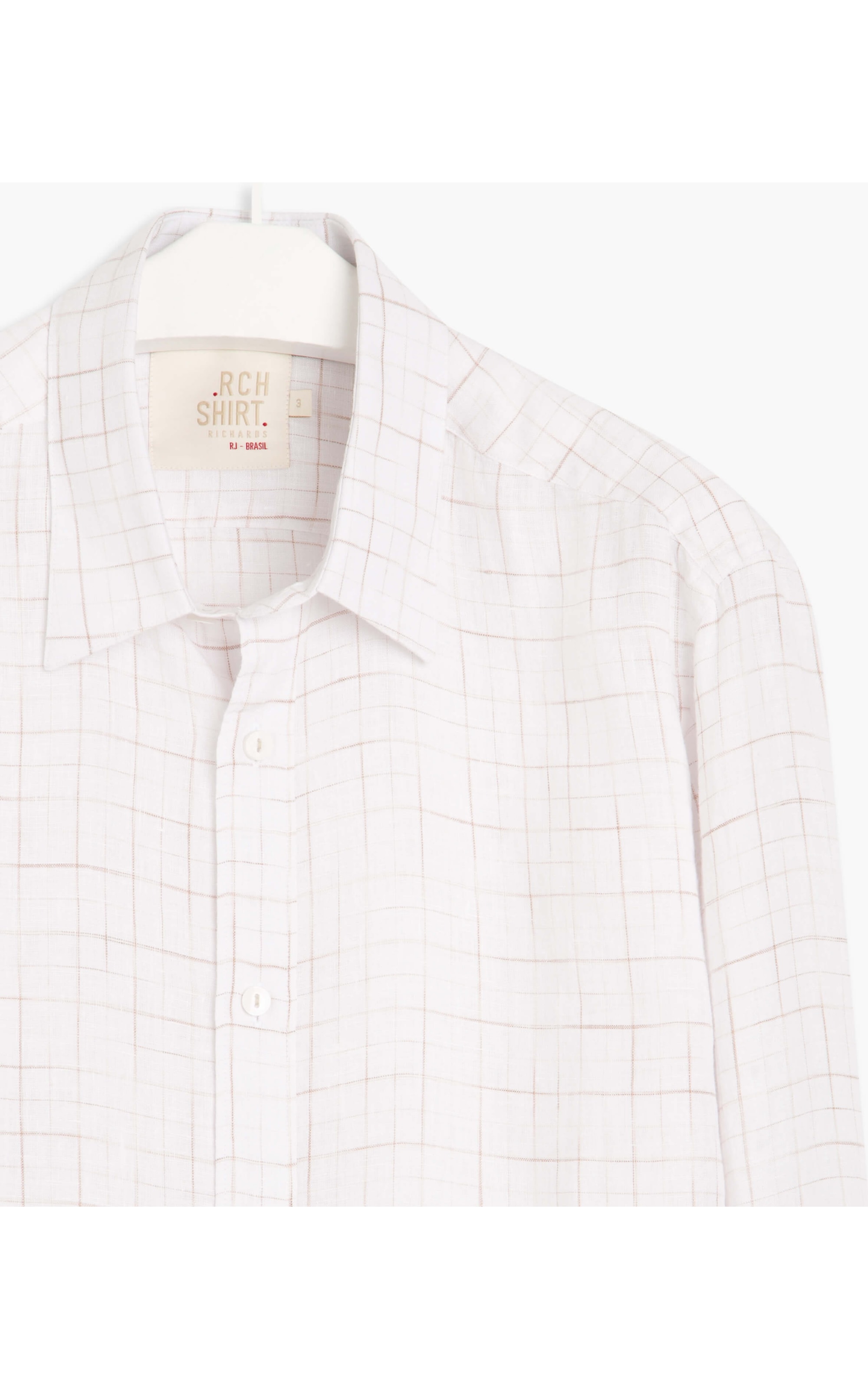 Camisa Linho  Felipe Xadrez Ml Off White
