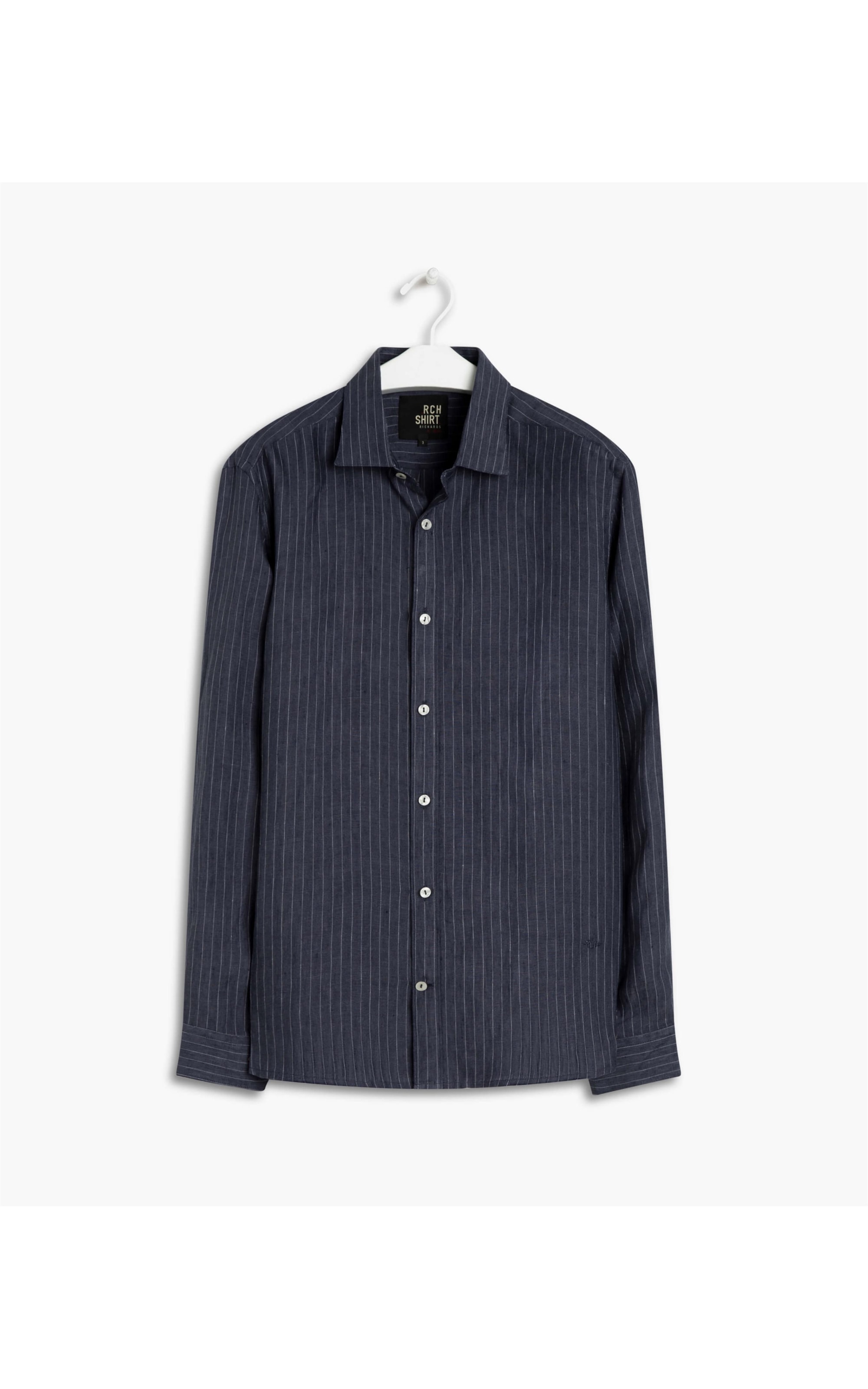 Camisa Linho  Fernando Listrada Ml Dark Navy