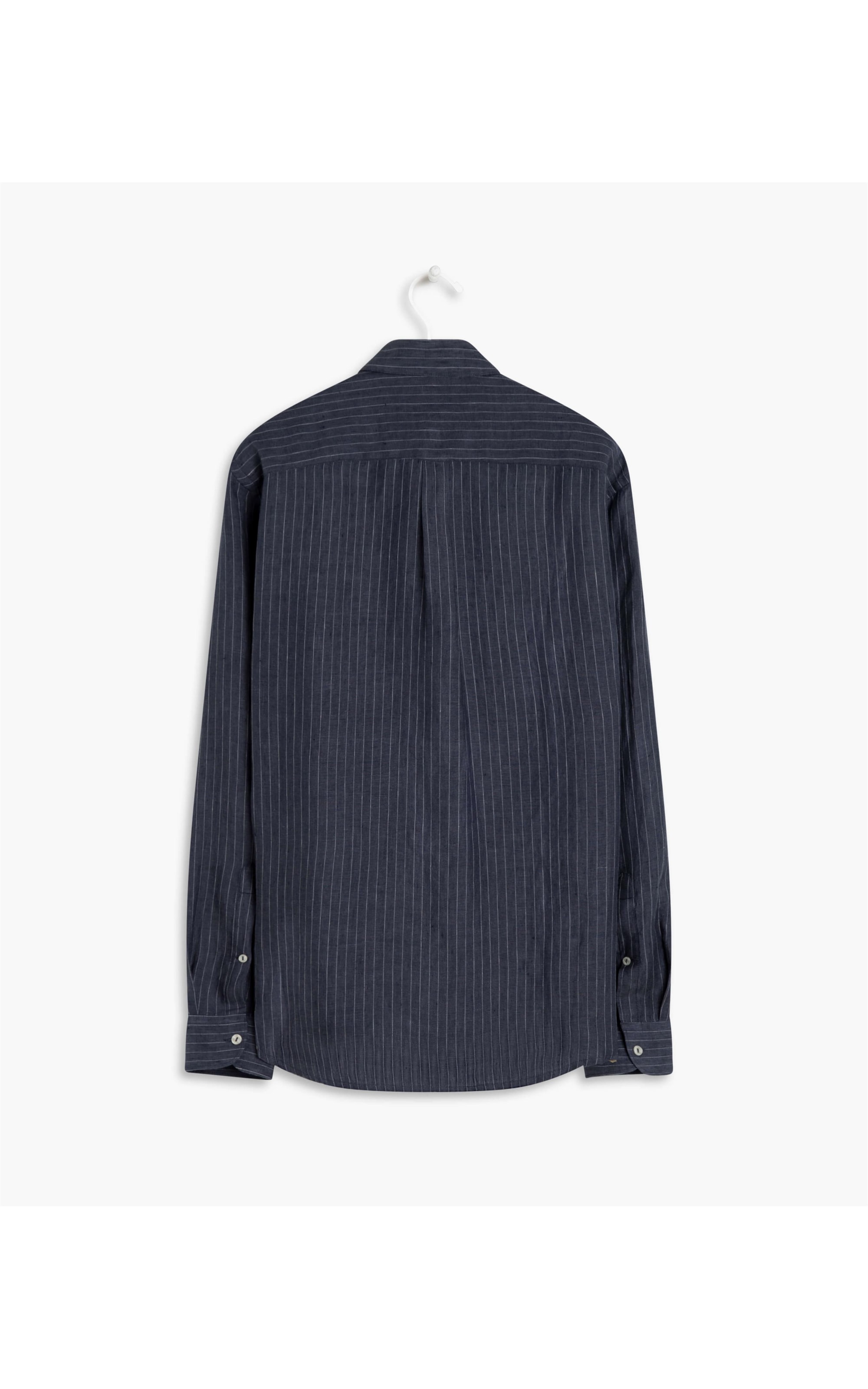 Camisa Linho  Fernando Listrada Ml Dark Navy