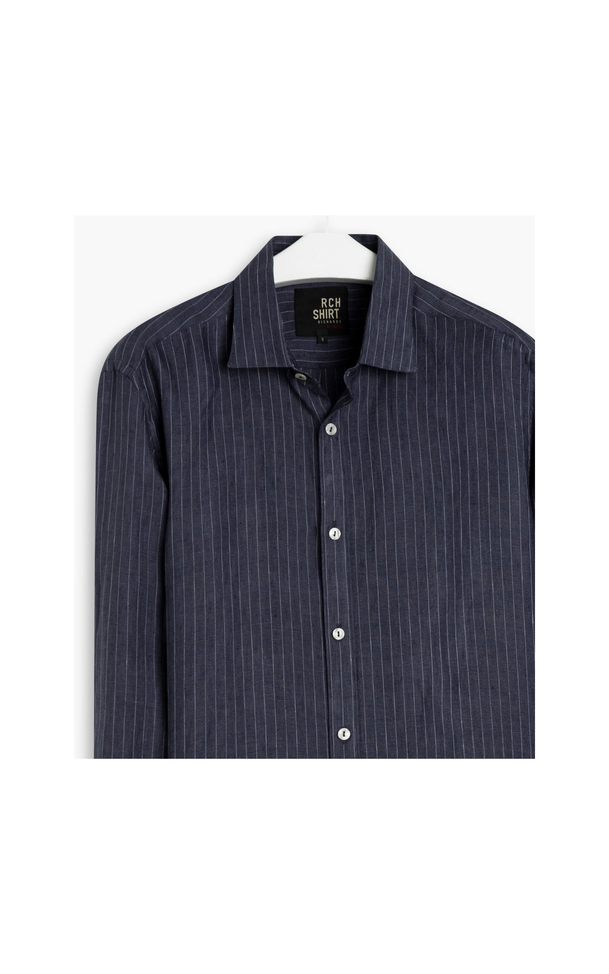 Camisa Linho  Fernando Listrada Ml Dark Navy