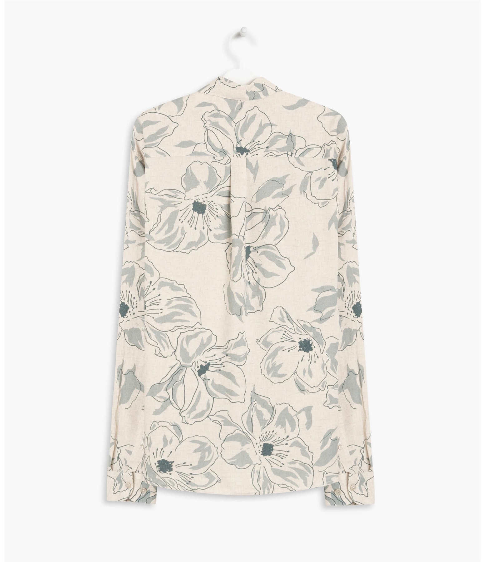 Camisa Linho  Floral Azul Claro