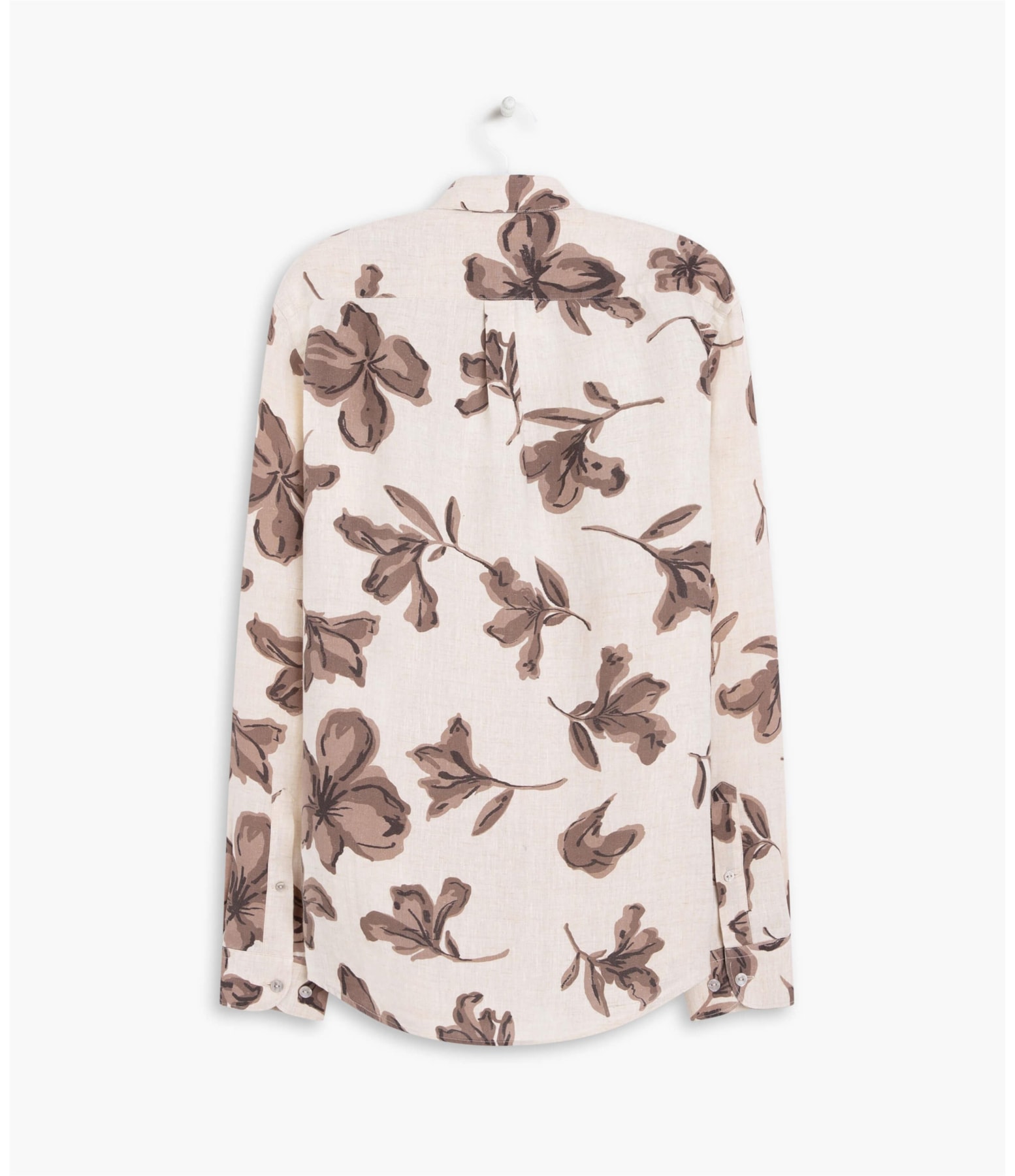  Camisa Linho  Floral Rabisco Estamp  Natural