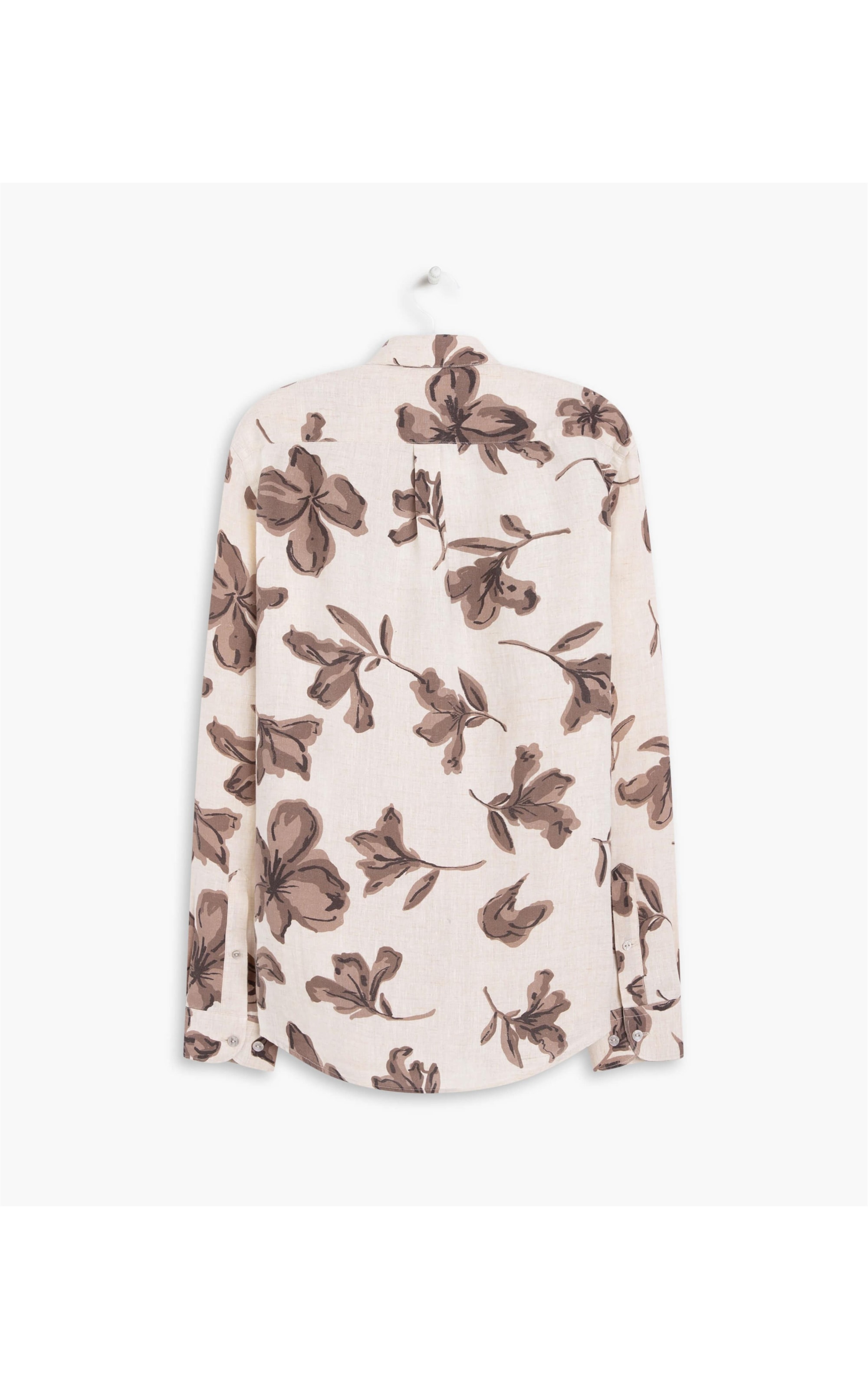  Camisa Linho  Floral Rabisco Estamp  Natural
