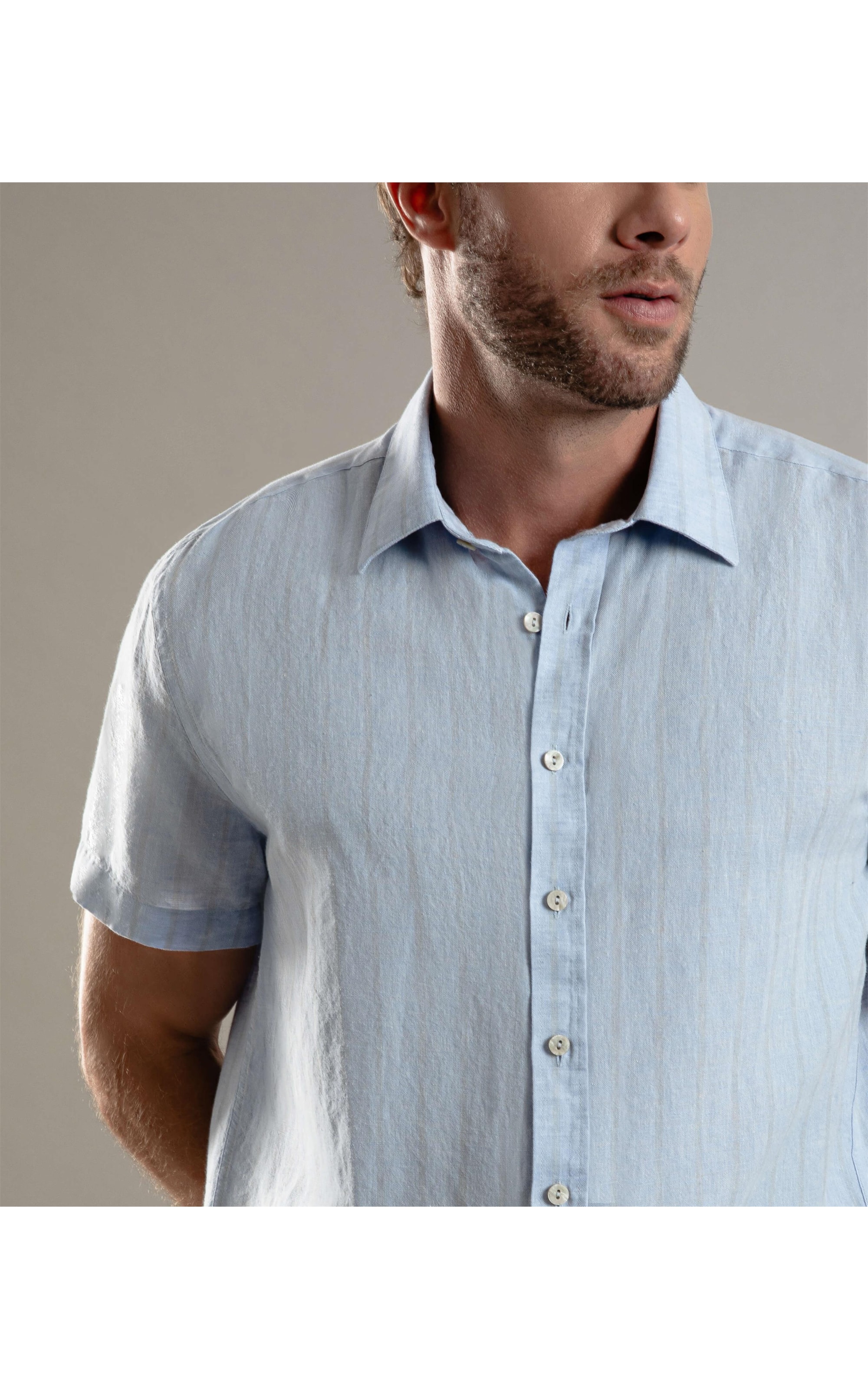 Camisa Linho  Ft Clark Mc Masculino Azul Bic