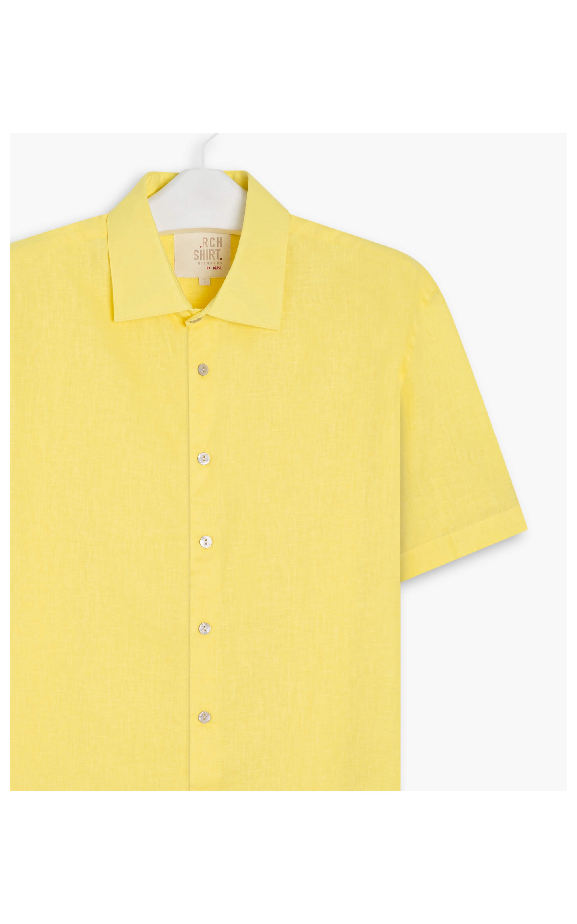 Camisa Linho  Garment Dye Amarelo Claro