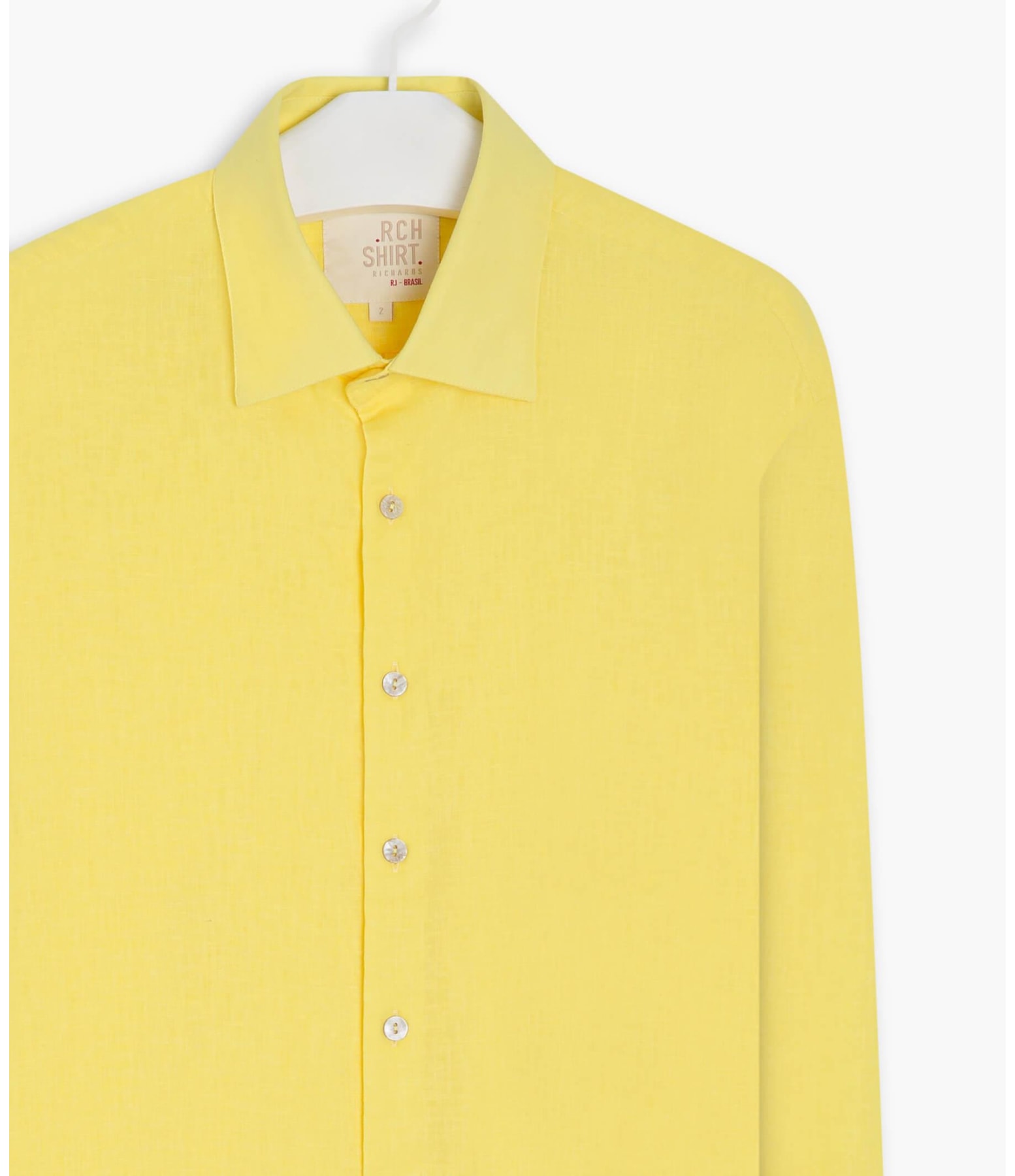 Camisa Linho  Garment Dye Amarelo Claro