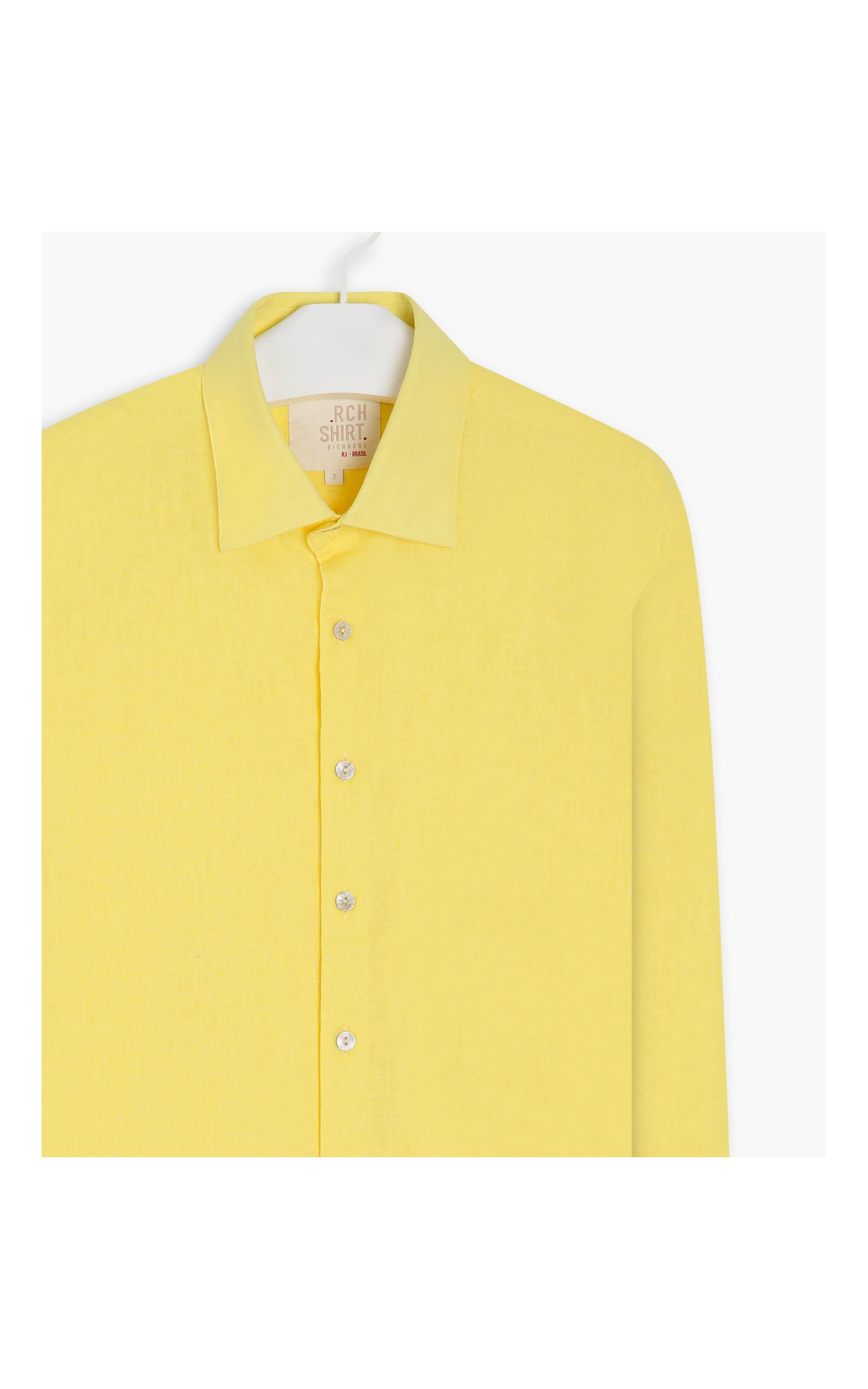 Camisa Linho  Garment Dye Amarelo Claro