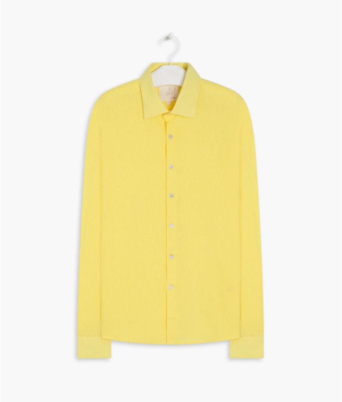 Camisa Linho  Garment Dye Amarelo Claro