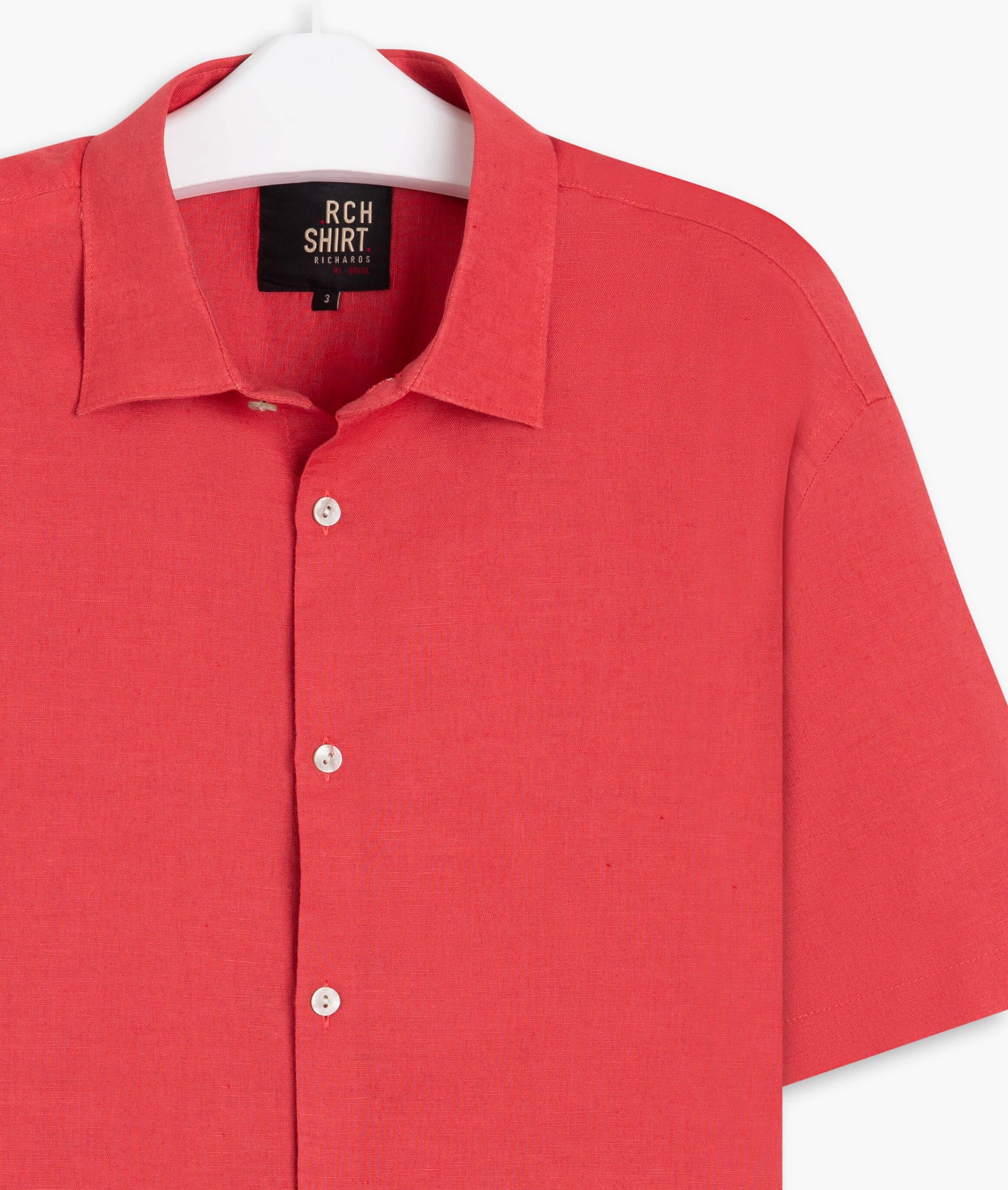 Camisa Linho Garment Dye Cereja