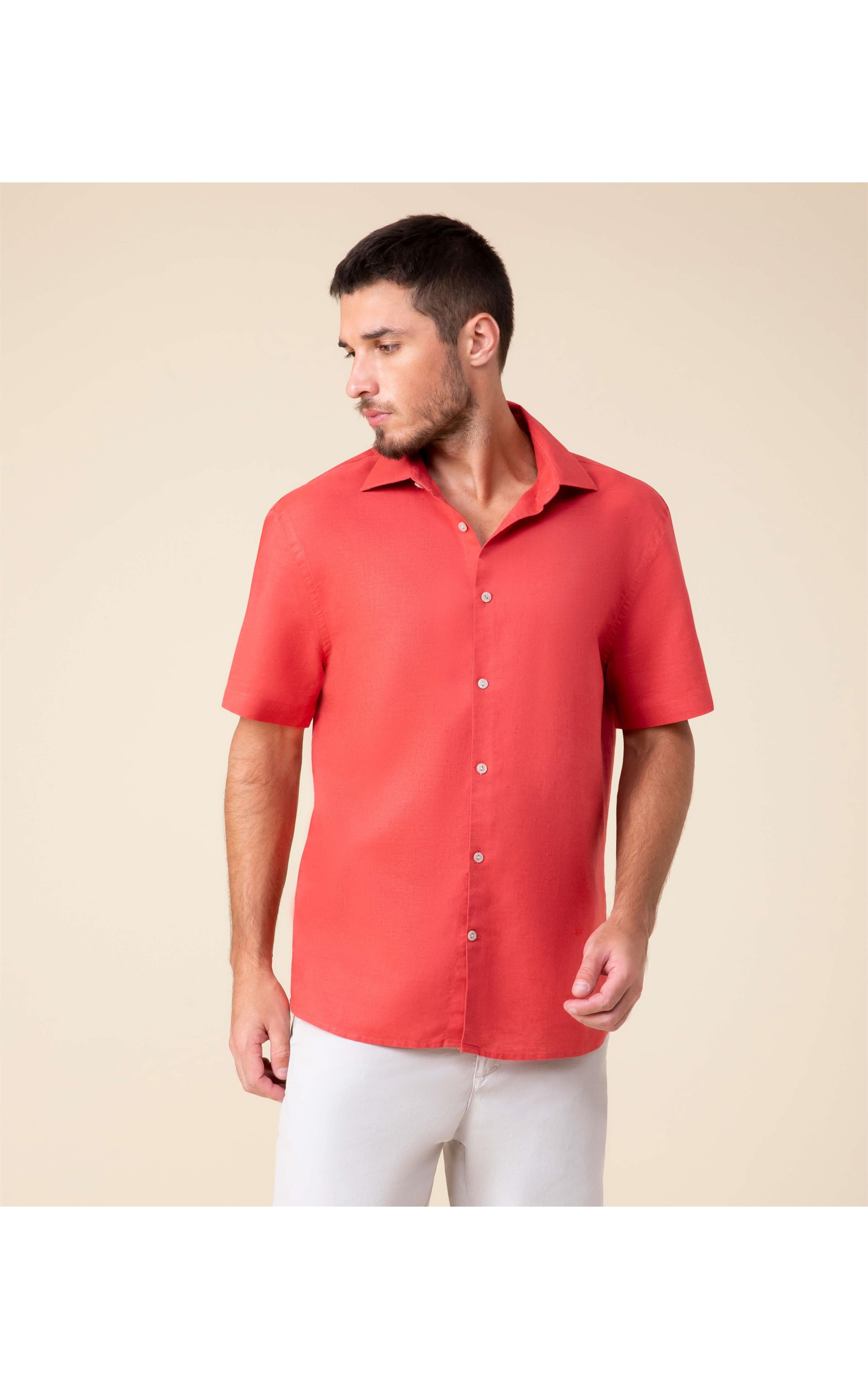 Camisa Linho  Garment Dye Cereja