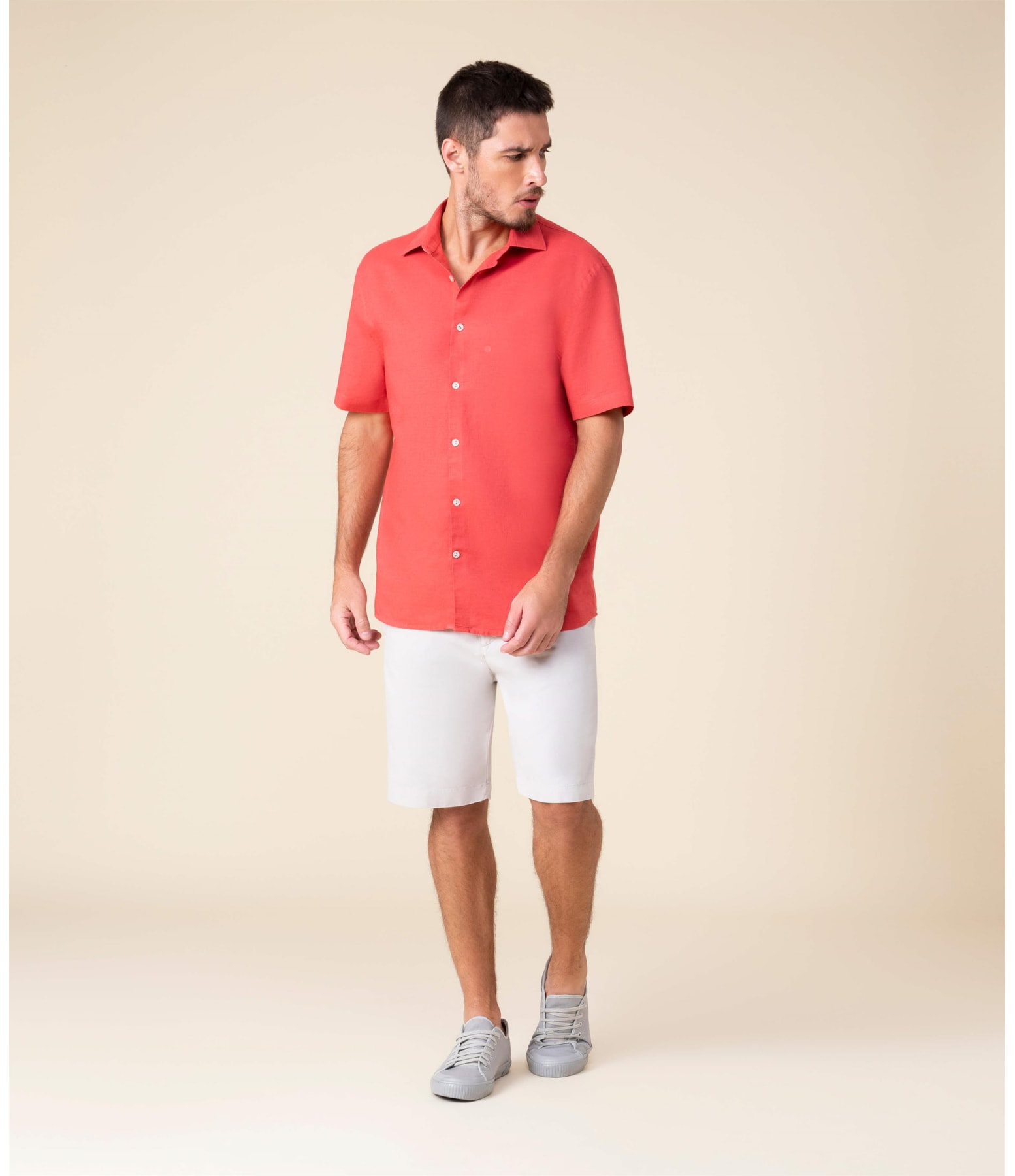 Camisa Linho  Garment Dye Cereja
