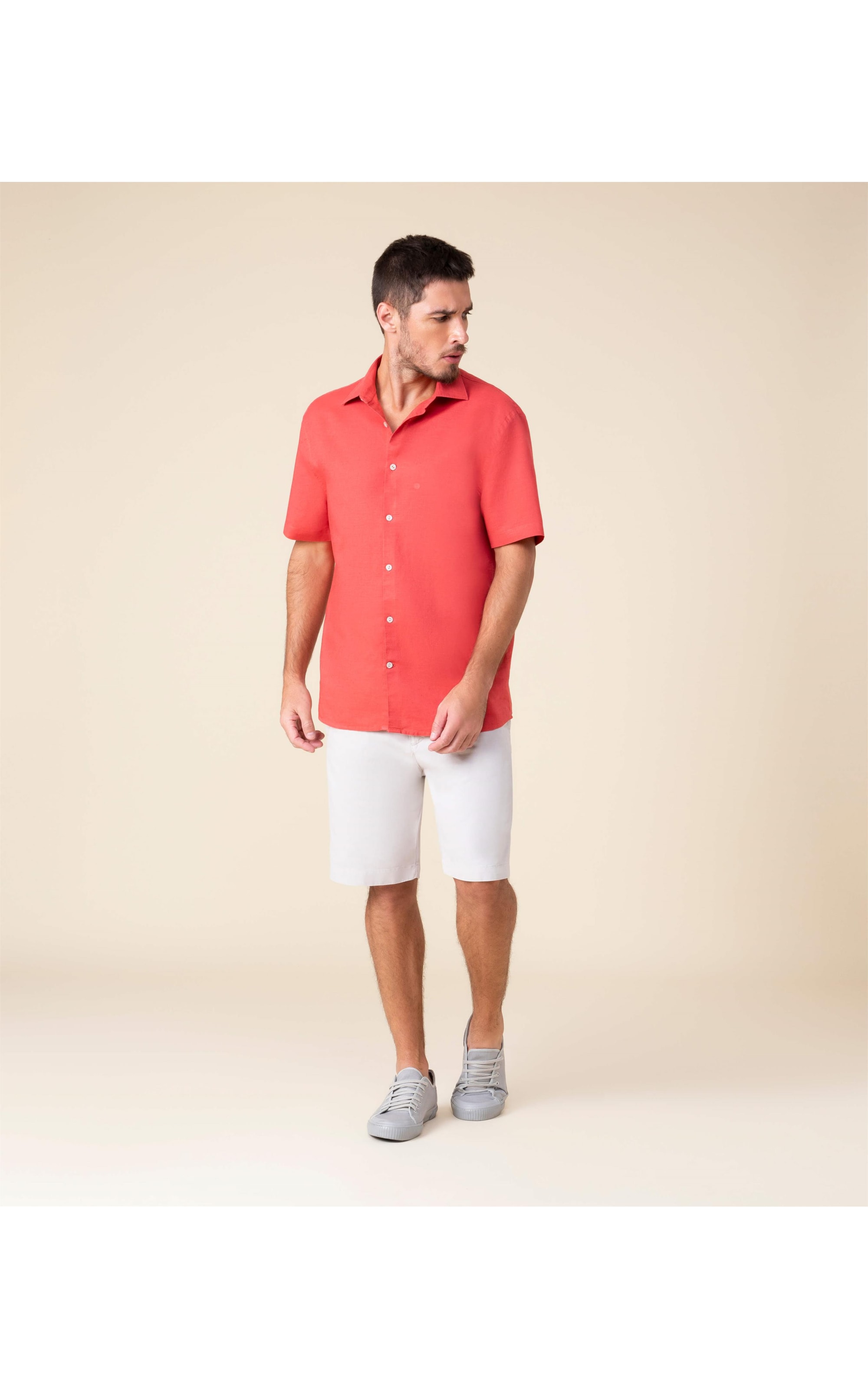Camisa Linho  Garment Dye Cereja