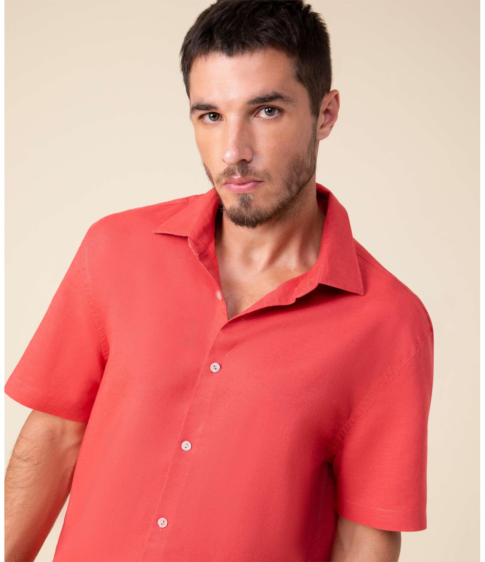 Camisa Linho  Garment Dye Cereja