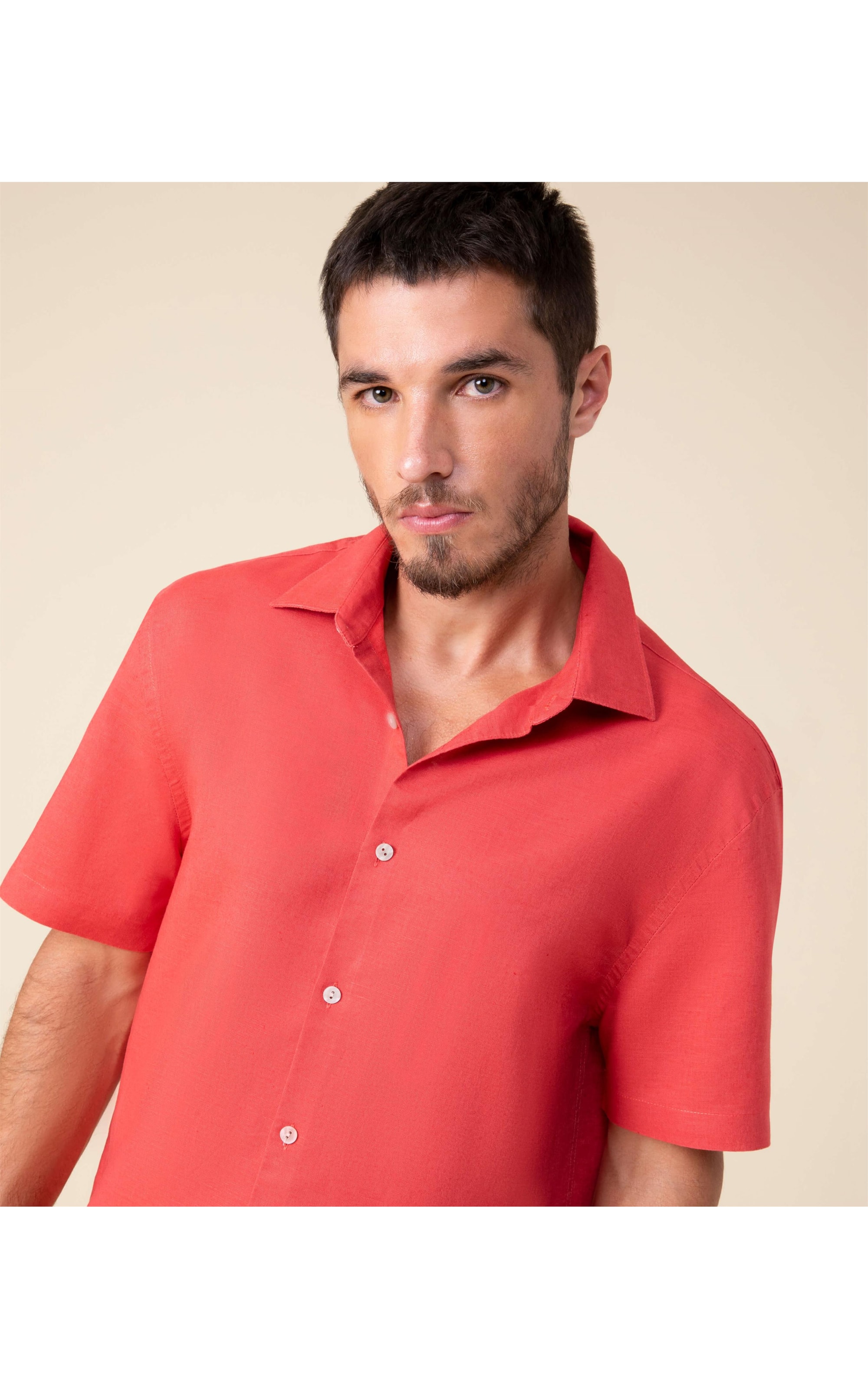 Camisa Linho  Garment Dye Cereja