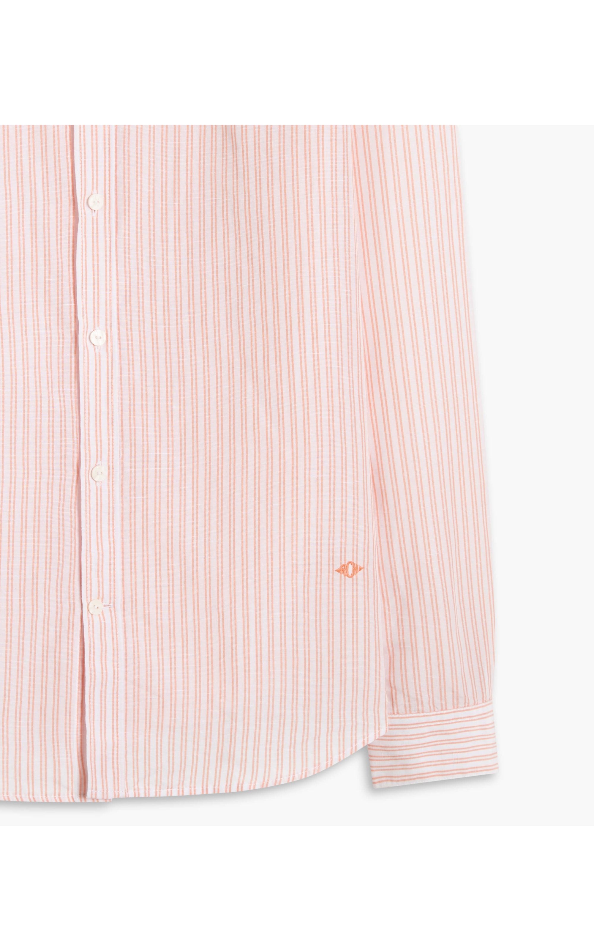 Camisa Linho  Gaspar Listrada Ml Laranja