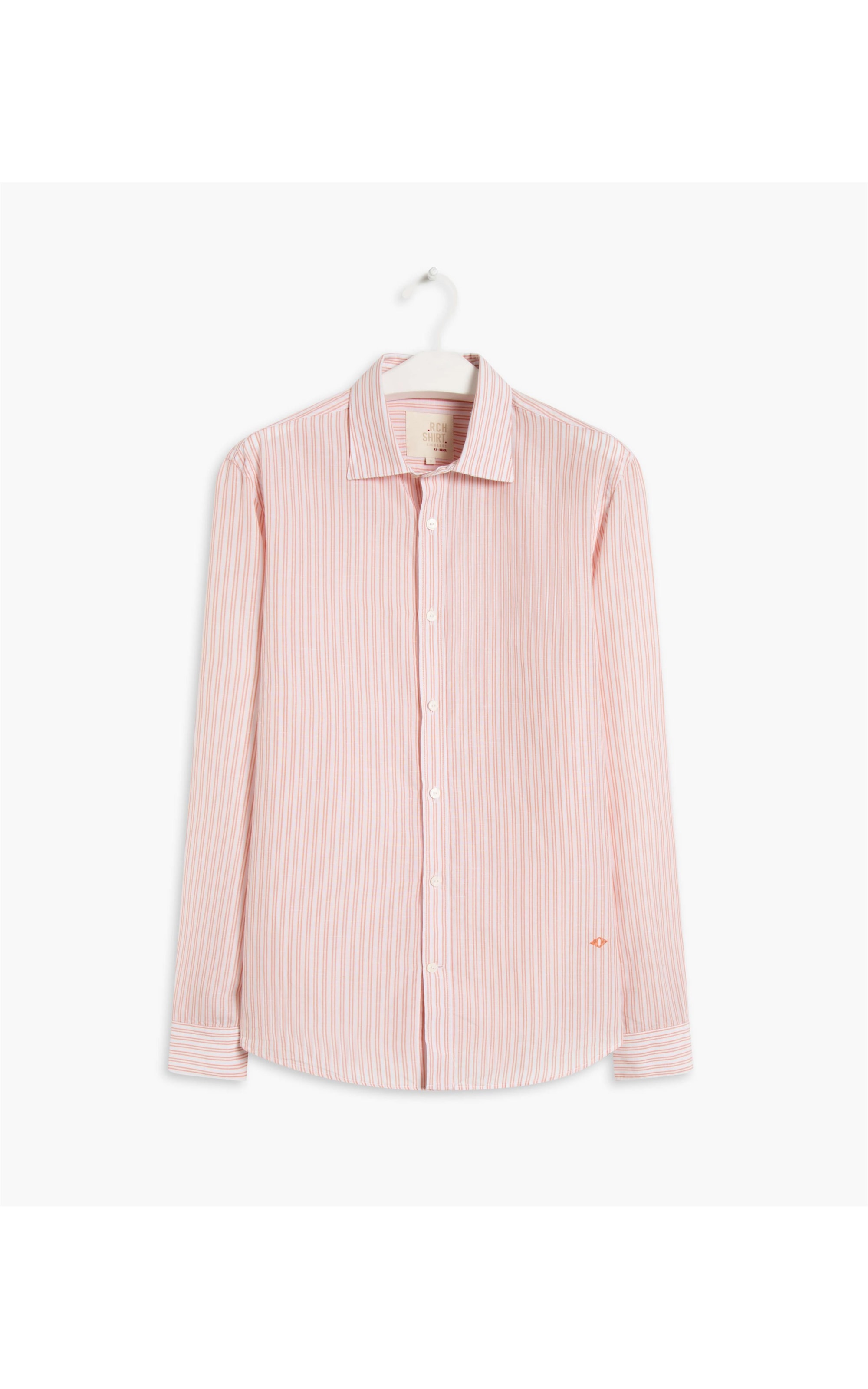 Camisa Linho  Gaspar Listrada Ml Laranja