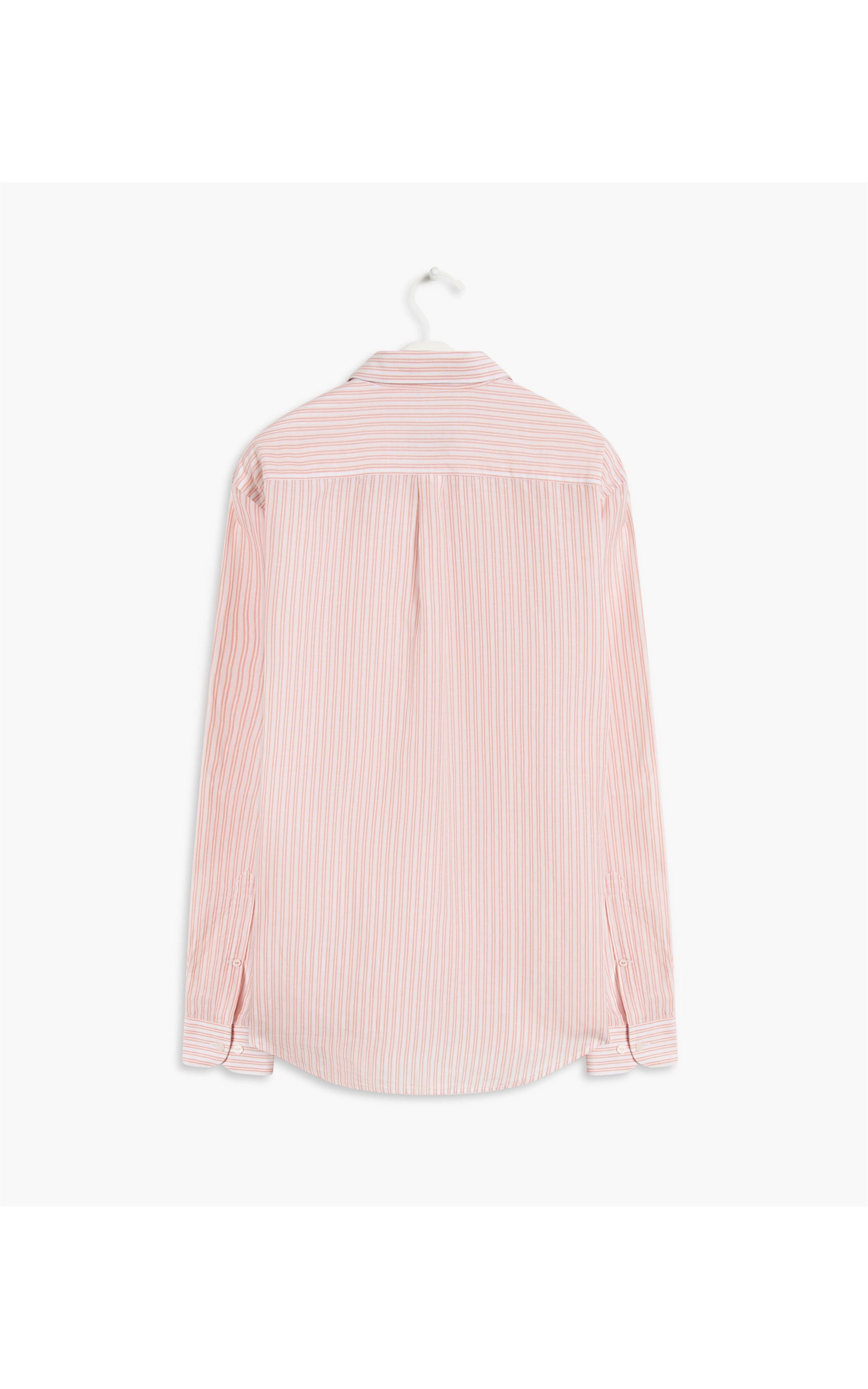Camisa Linho  Gaspar Listrada Ml Laranja