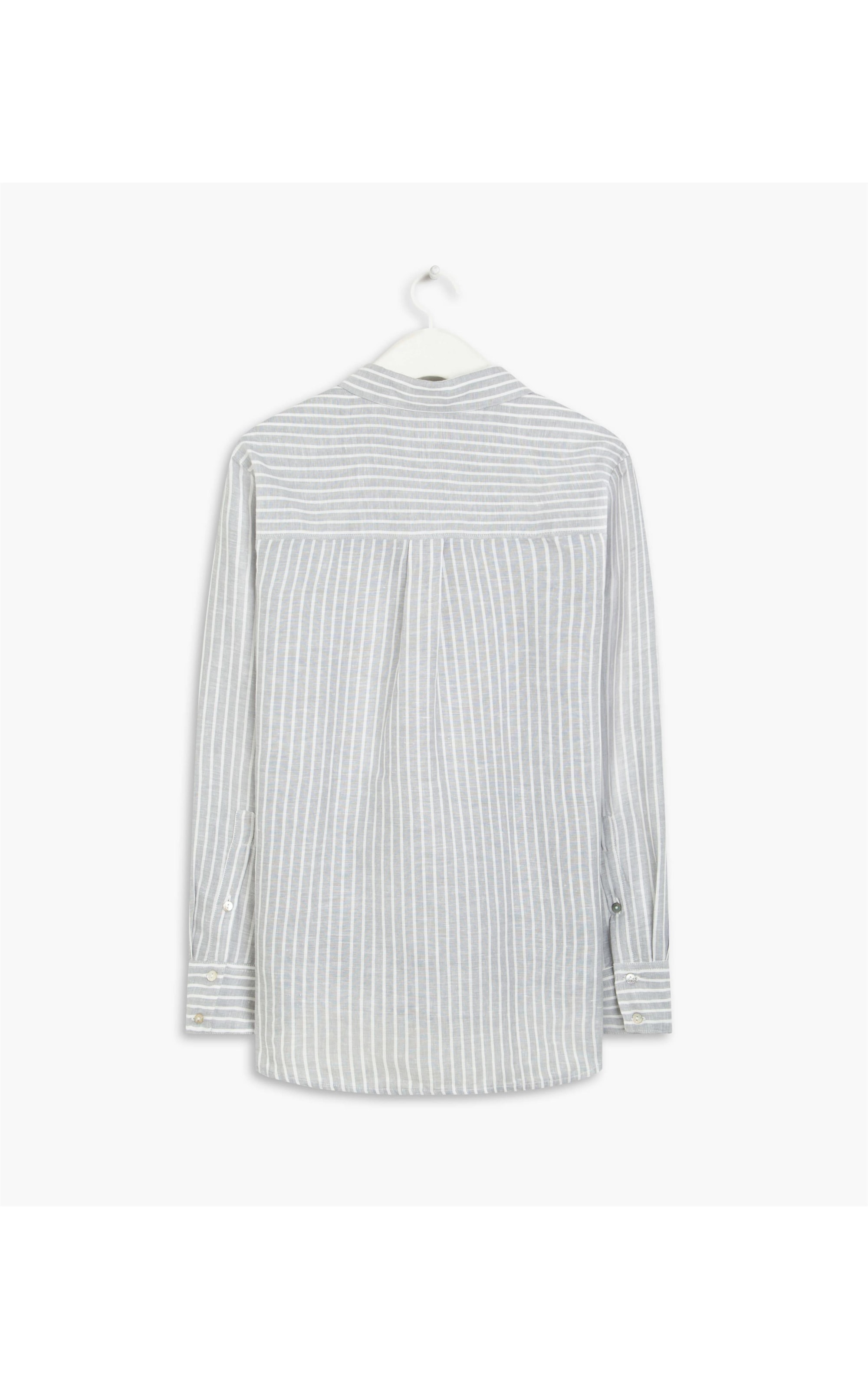 Camisa Linho  Genebra Stripe  Ft Feminino Cinza Claro