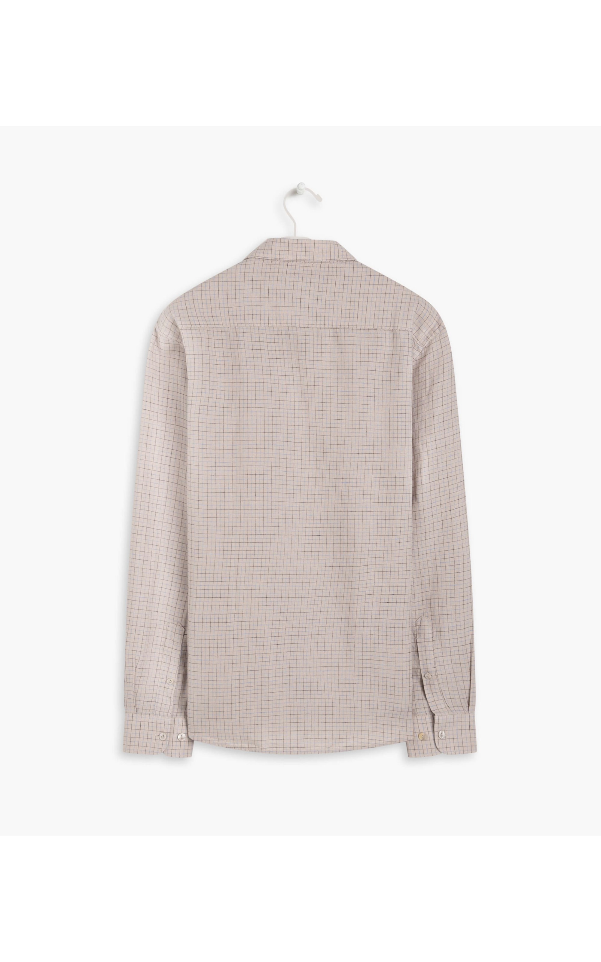 Camisa Linho  Gramado Xadrez Ml Cinza Medio
