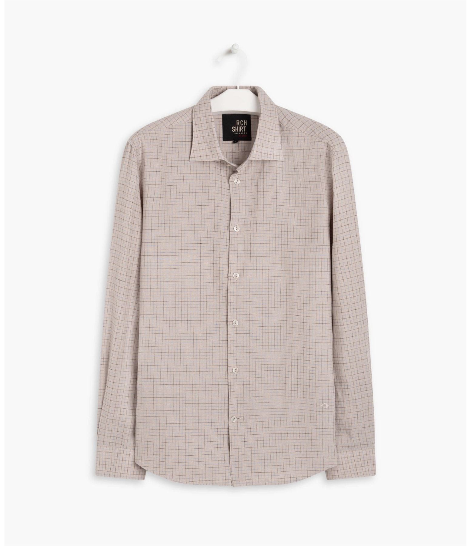 Camisa Linho  Gramado Xadrez Ml Cinza Medio