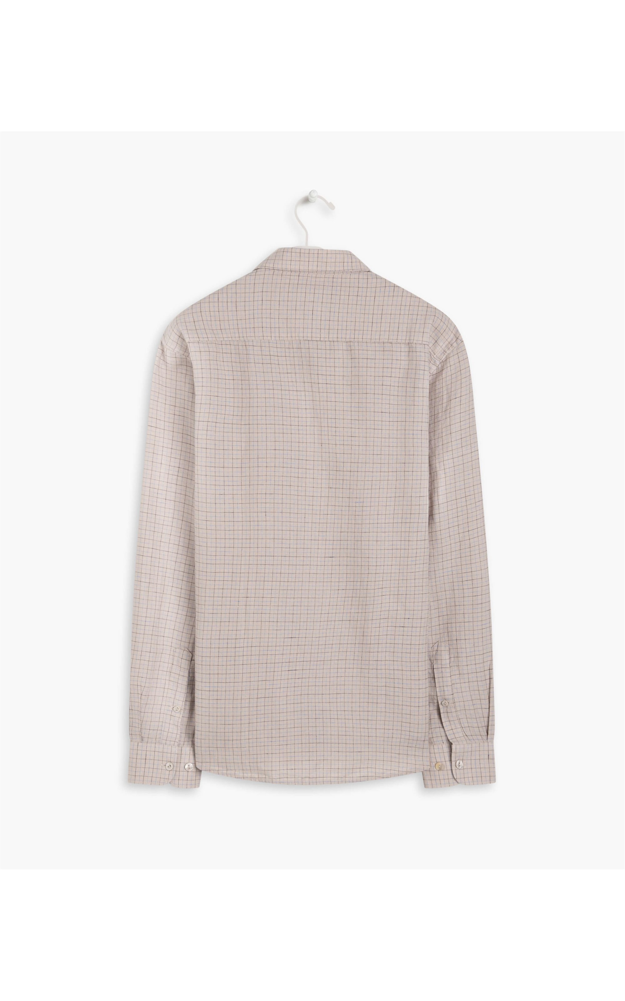 Camisa Linho  Gramado Xadrez Ml Cinza Medio