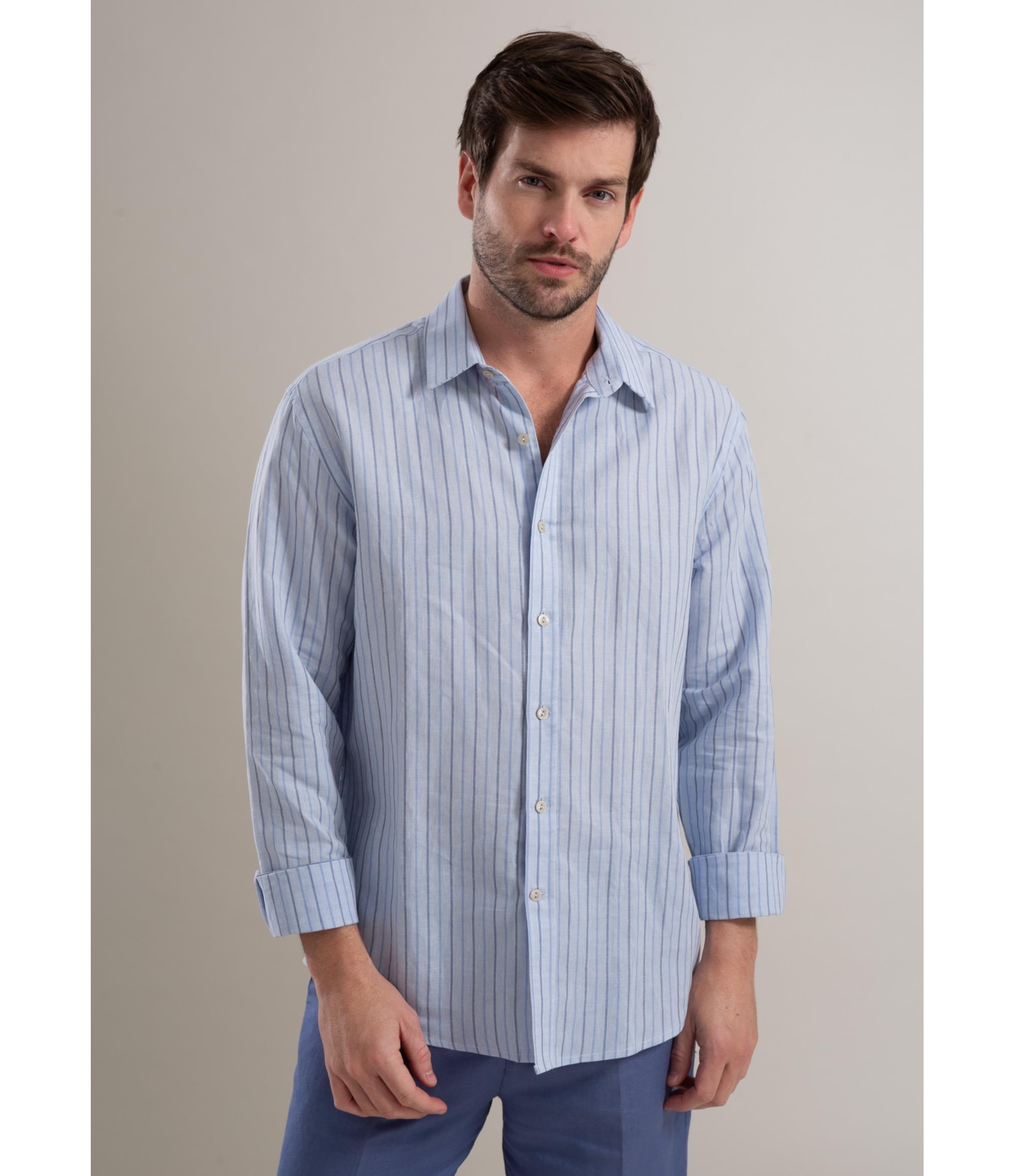Camisa Linho  Heitor Azul Pervante