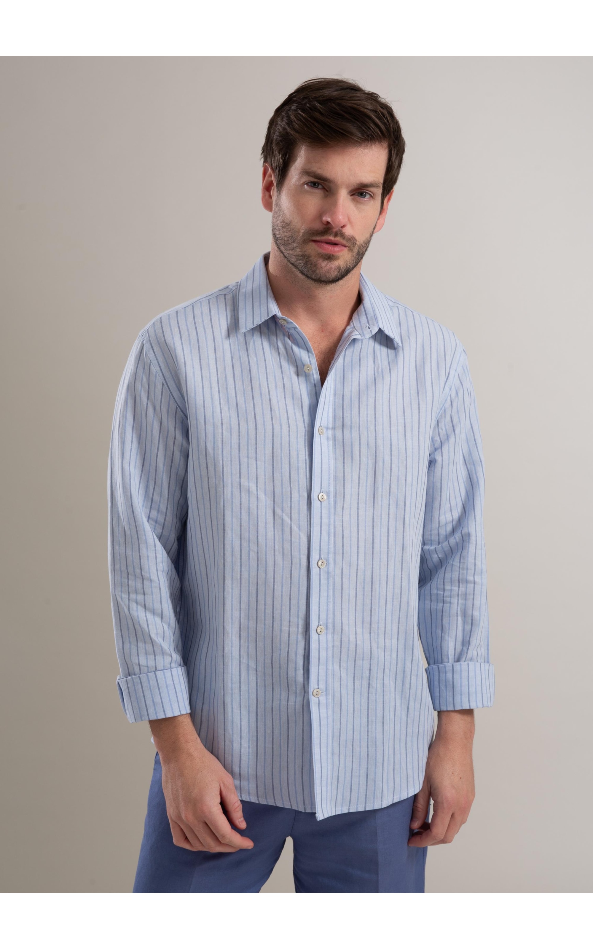 Camisa Linho  Heitor Azul Pervante