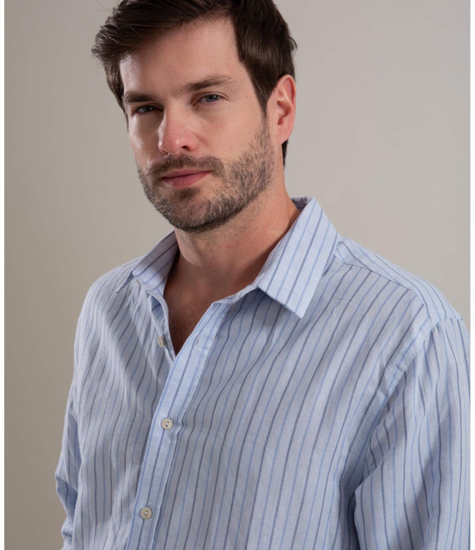 Camisa Linho  Heitor Azul Pervante