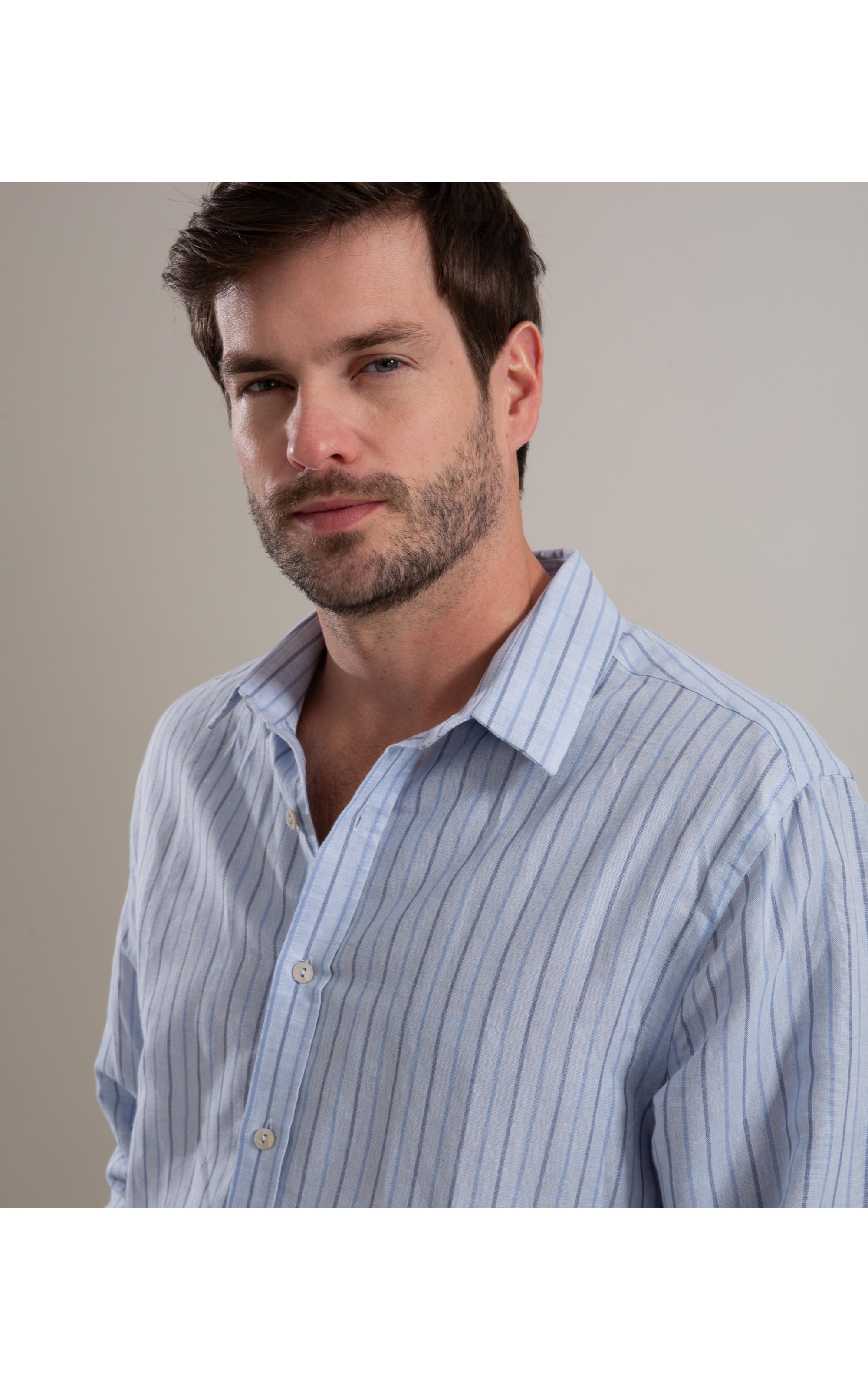 Camisa Linho  Heitor Azul Pervante