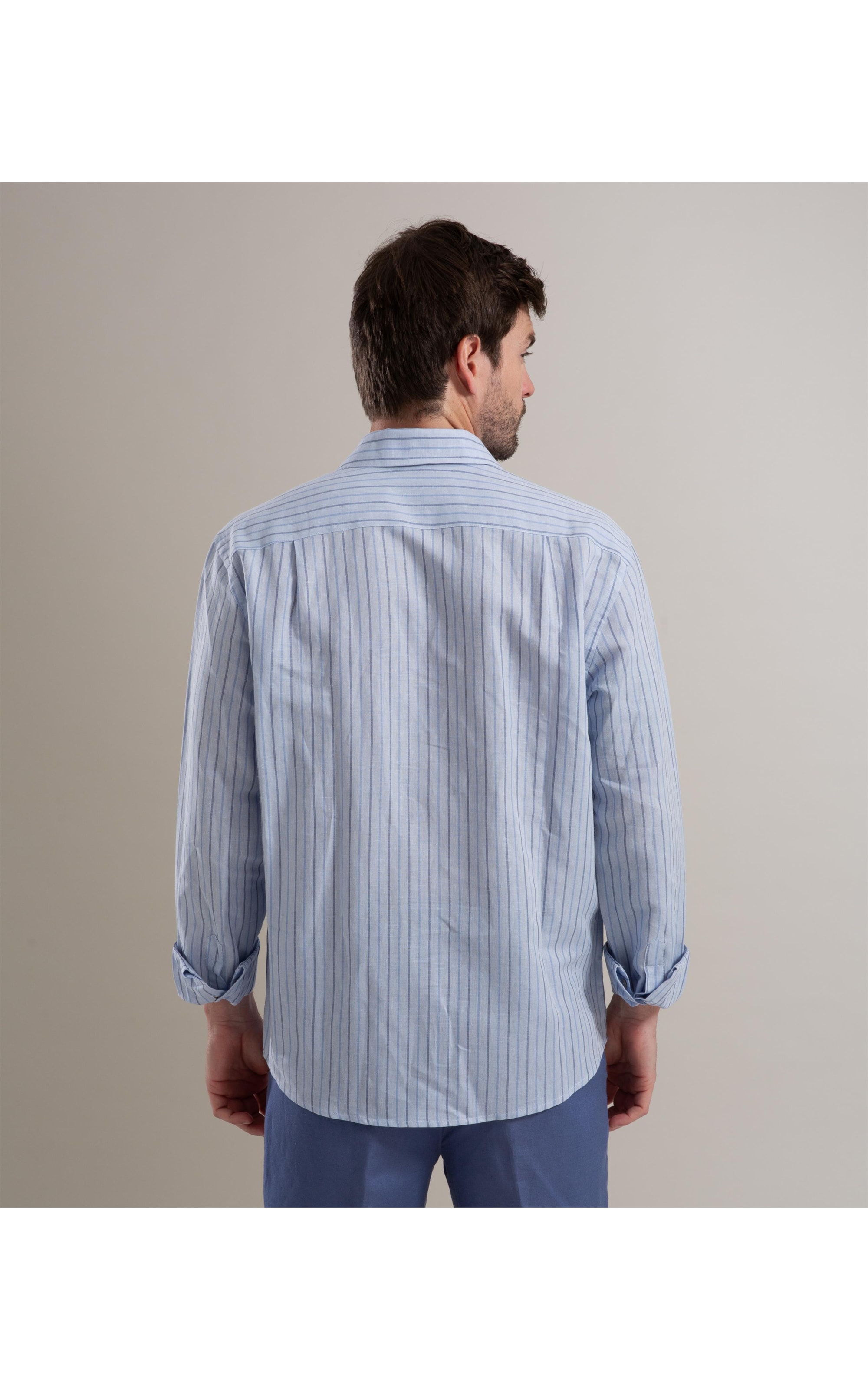 Camisa Linho  Heitor Azul Pervante