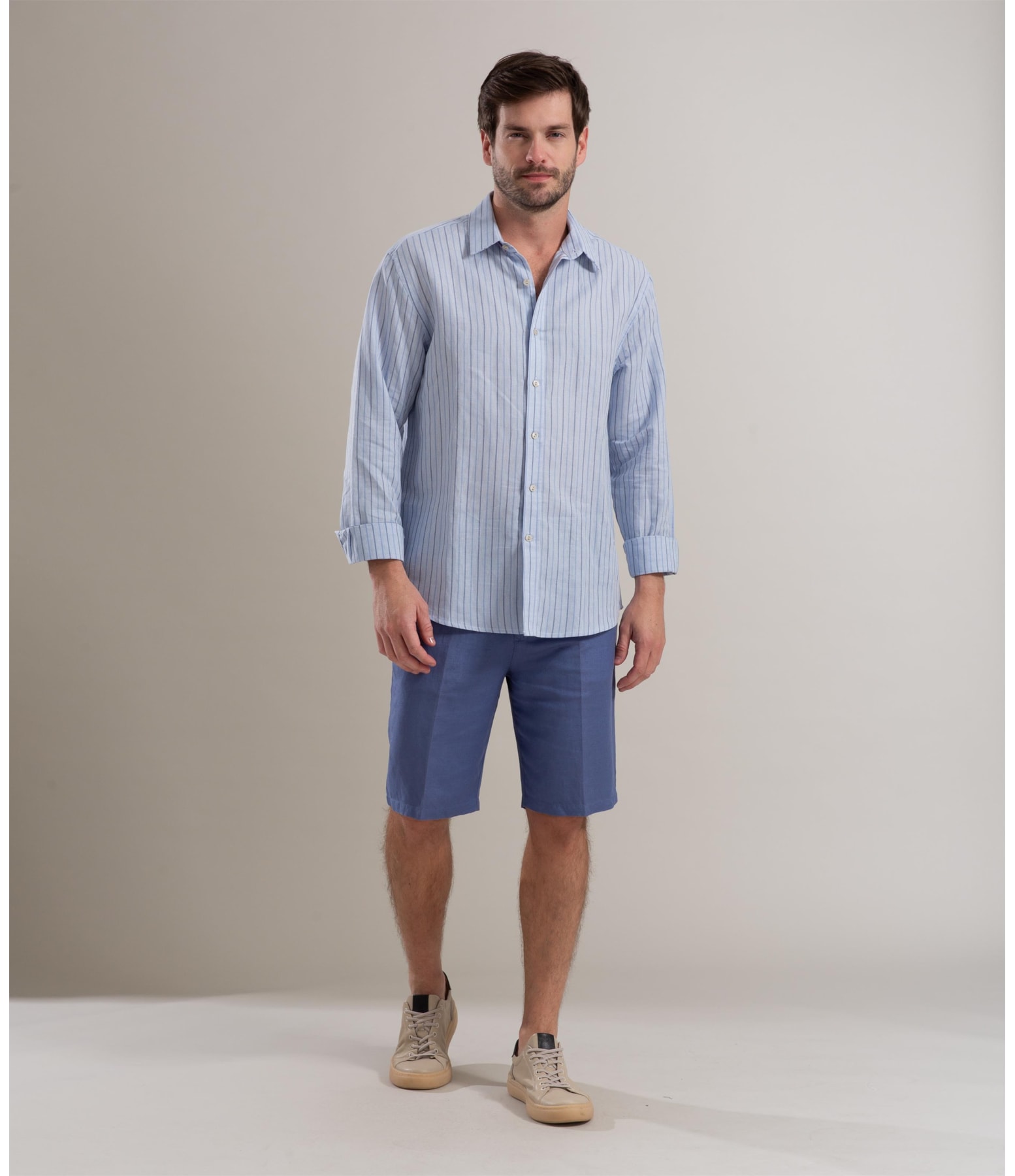 Camisa Linho  Heitor Azul Pervante
