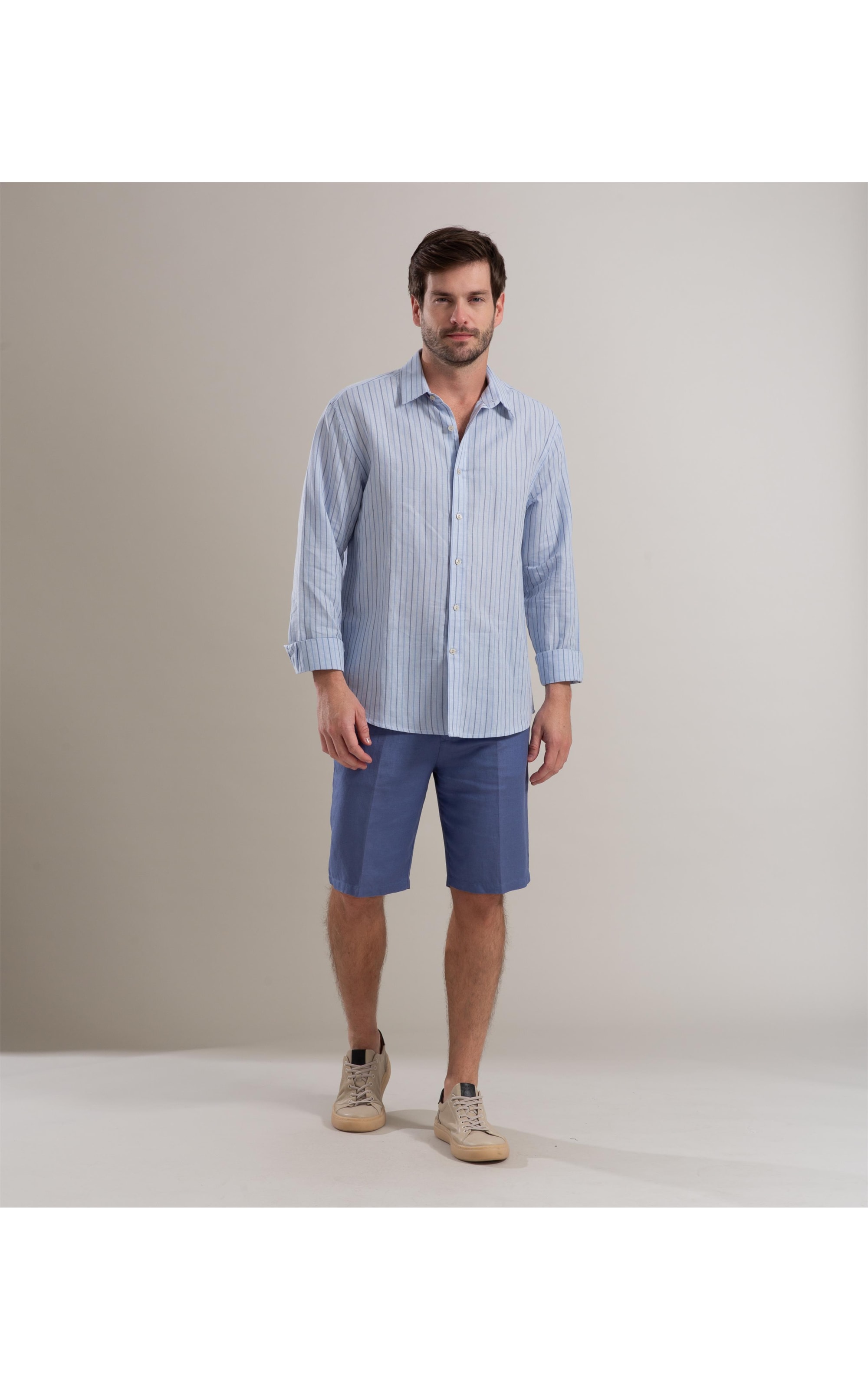Camisa Linho  Heitor Azul Pervante