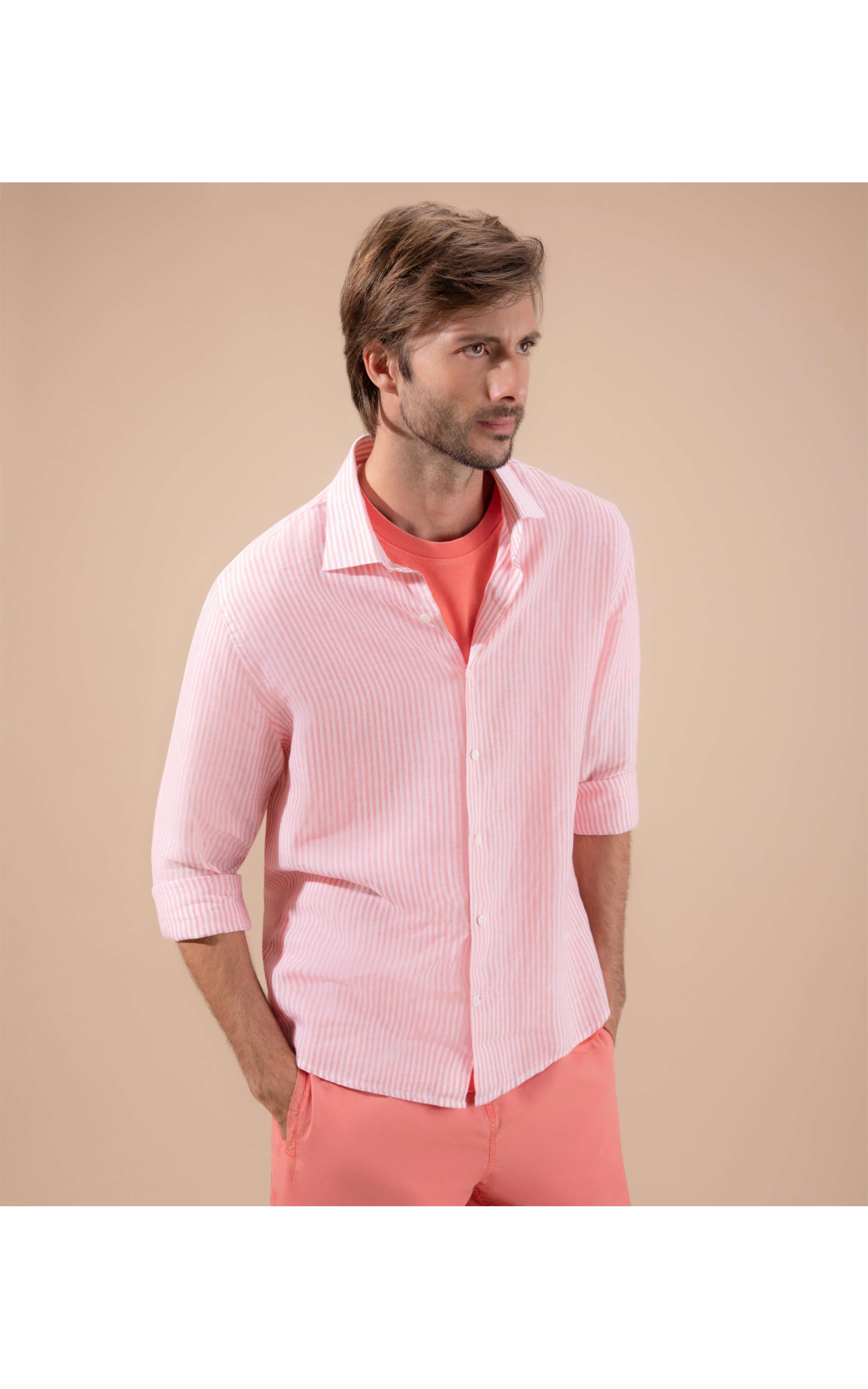 Camisa Linho  Henrique Coral