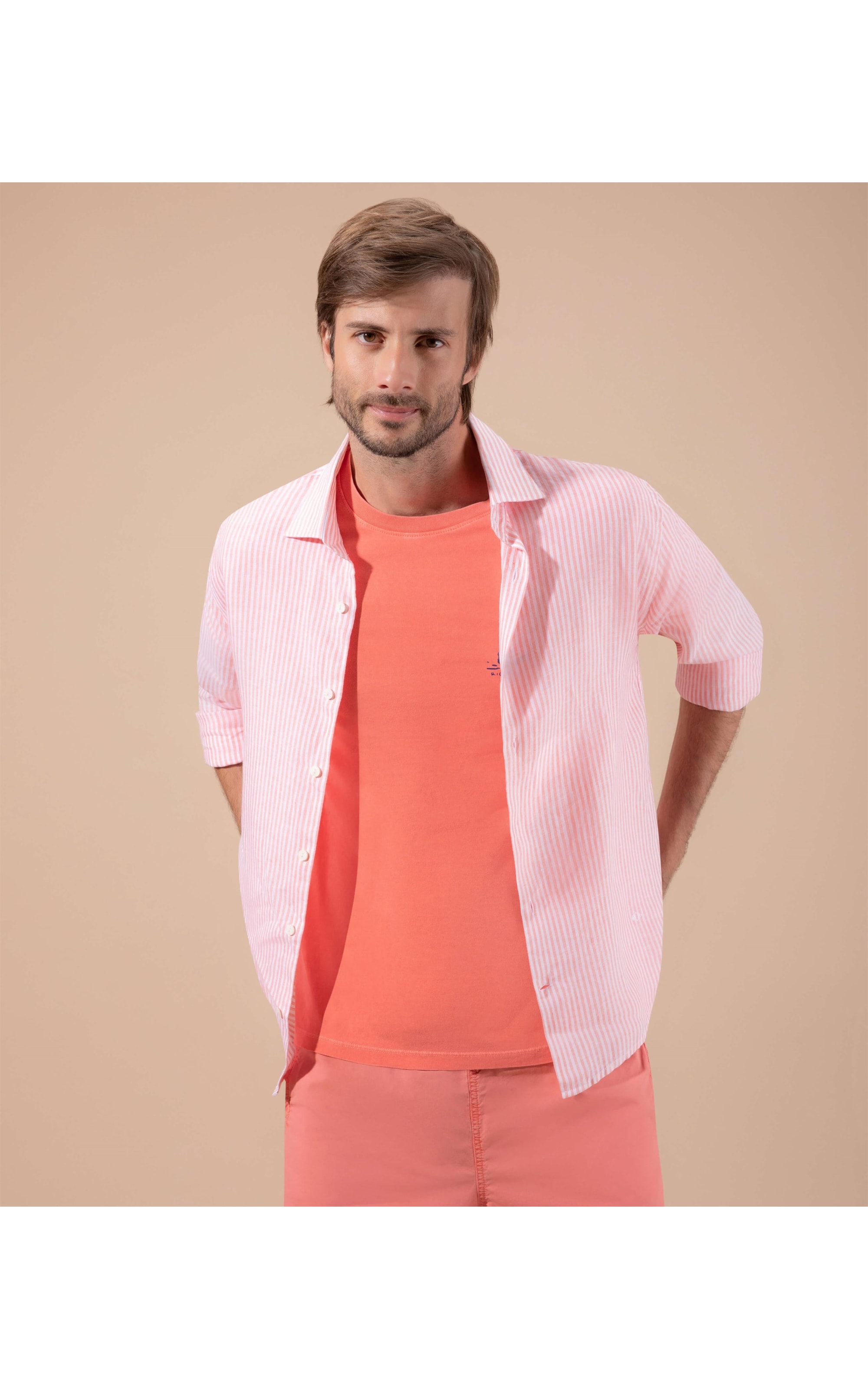 Camisa Linho  Henrique Coral