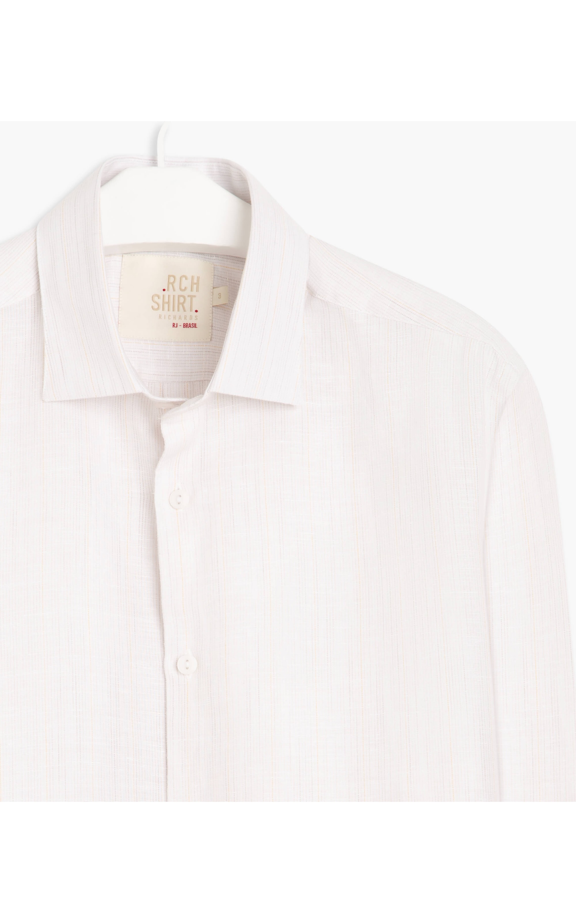Camisa Linho  Hugo Listrada Ml Amarelo