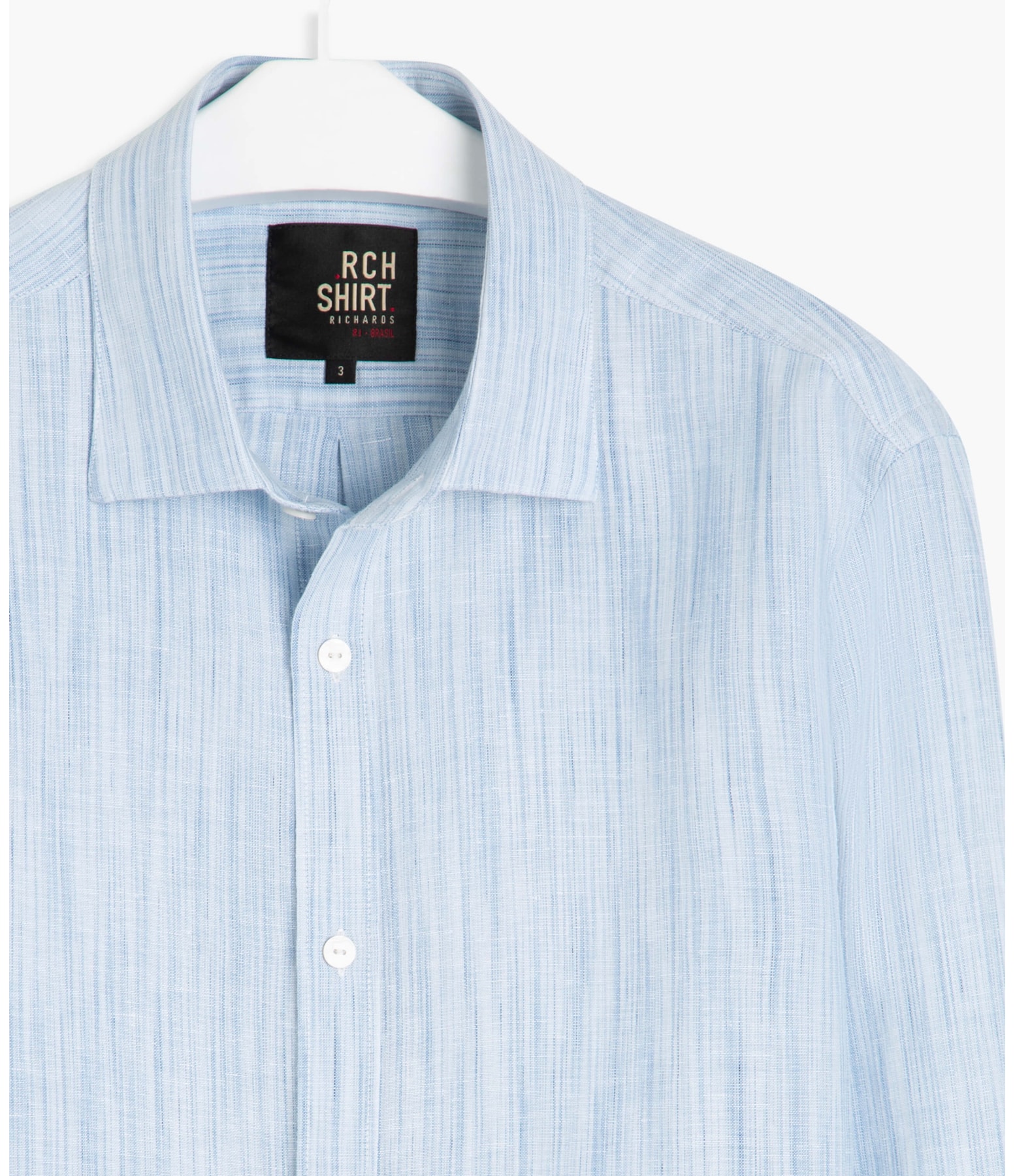 Camisa Linho  Hugo Listrada Ml Azul Bic