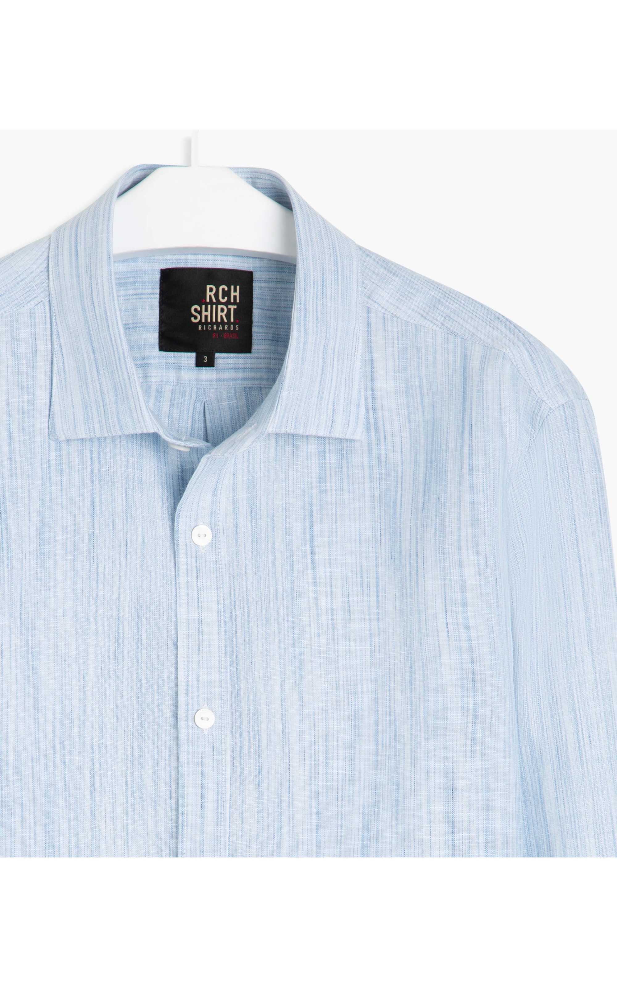 Camisa Linho  Hugo Listrada Ml Azul Bic