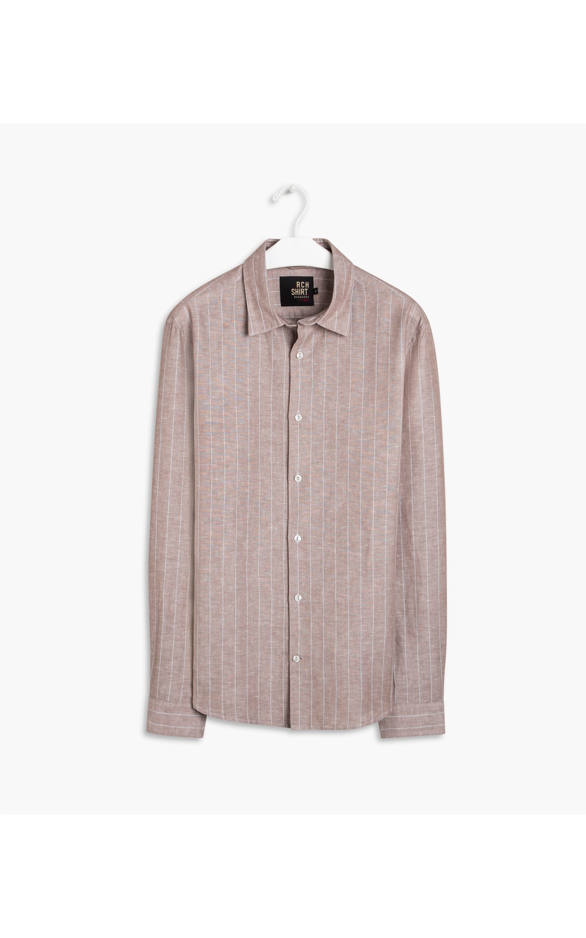 Camisa Linho  Ilhéus Listrada Ml Marrom