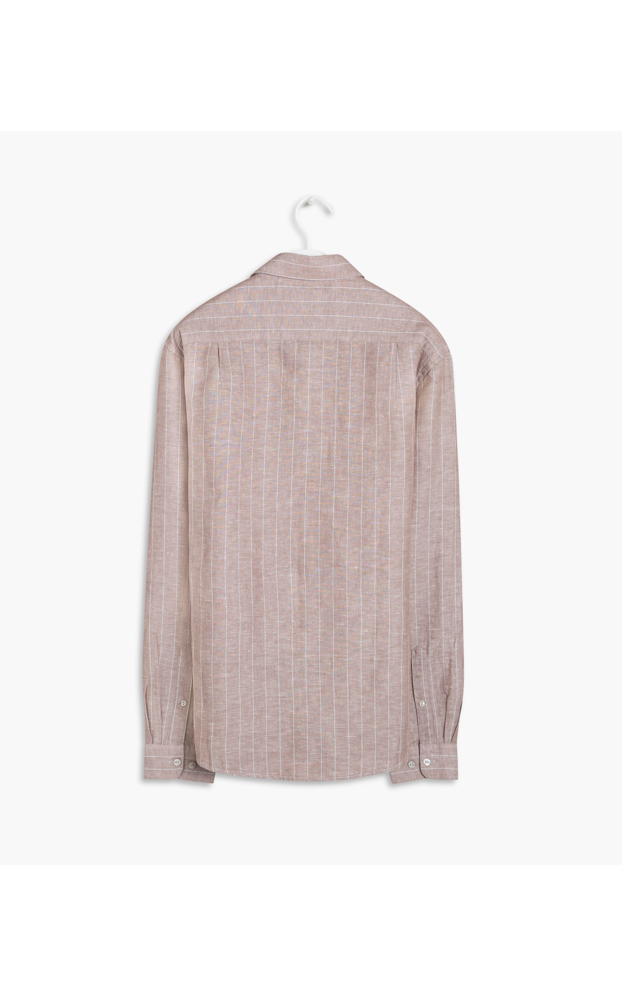 Camisa Linho  Ilhéus Listrada Ml Marrom
